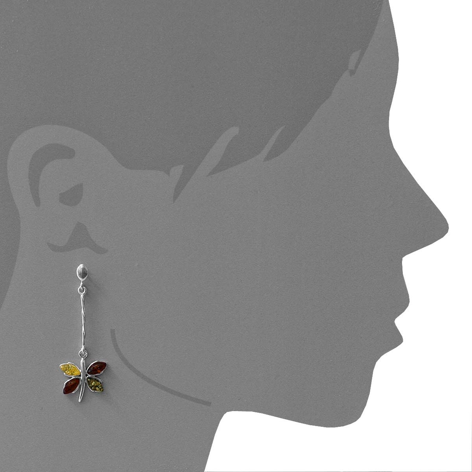 OSTSEE-SCHMUCK Paar Ohrstecker »- Schmetterling - Silber 925/000 - Bernstein«