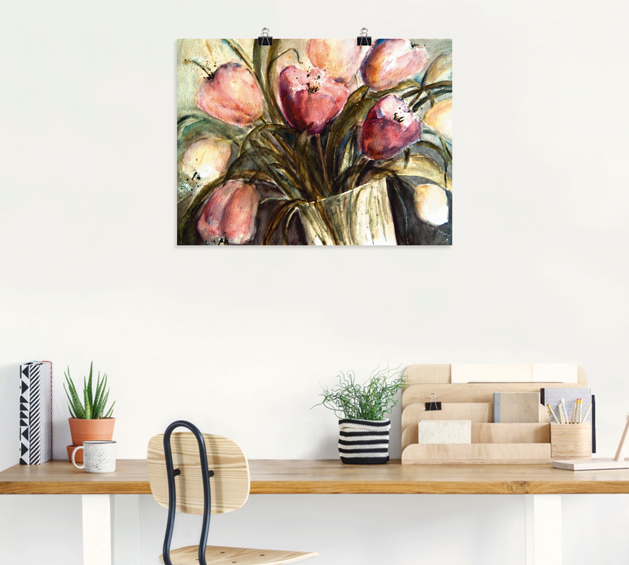 Artland Wandbild »Lila Tulpen in Vase«, Blumen, (1 St.), als Leinwandbild, Poster, Wandaufkleber in verschied. Größen