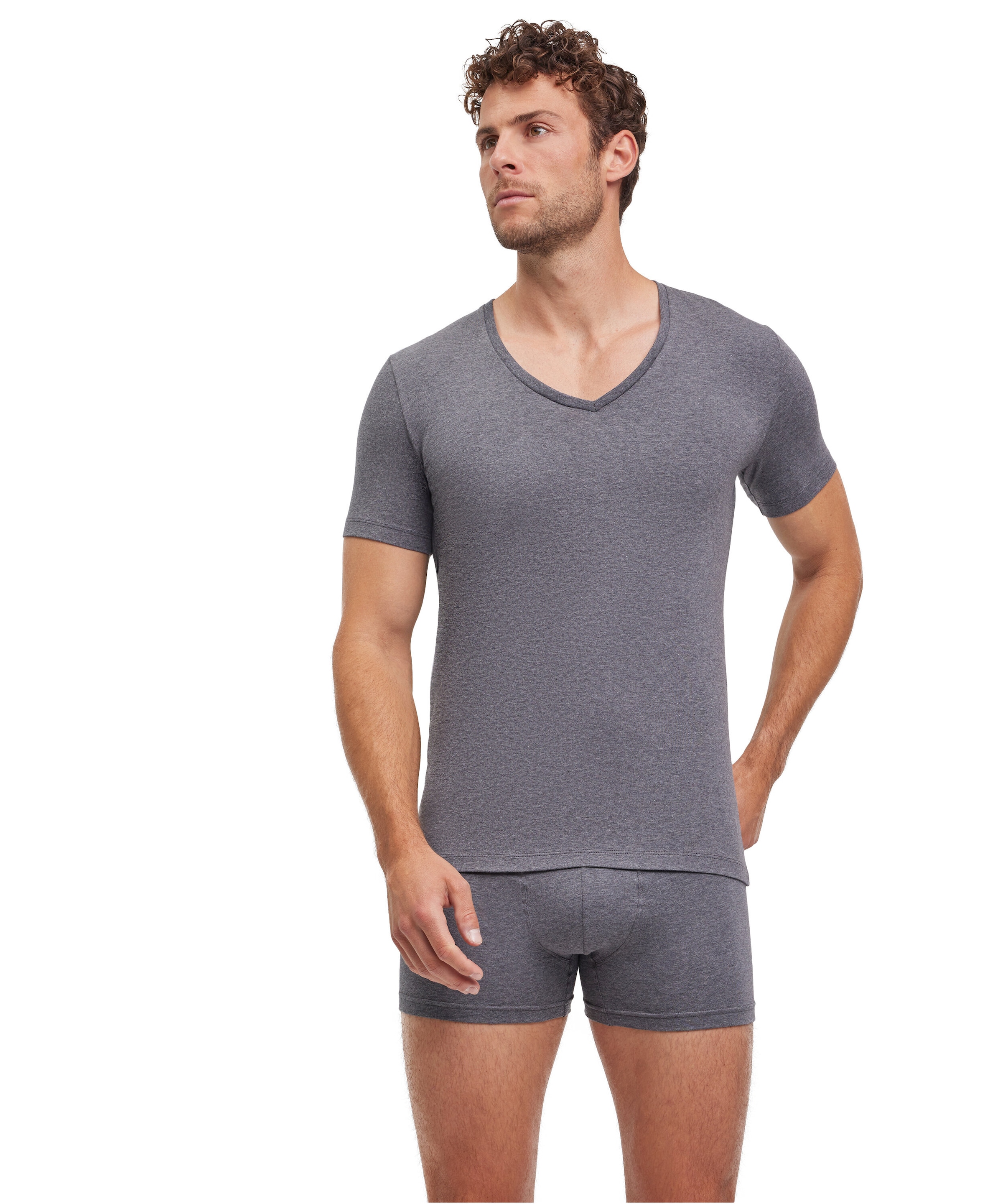 FALKE T-Shirt »Daily Comfort« tiefer V-Ausschnitt, kurzarm, Cotton-Mix, slim fit