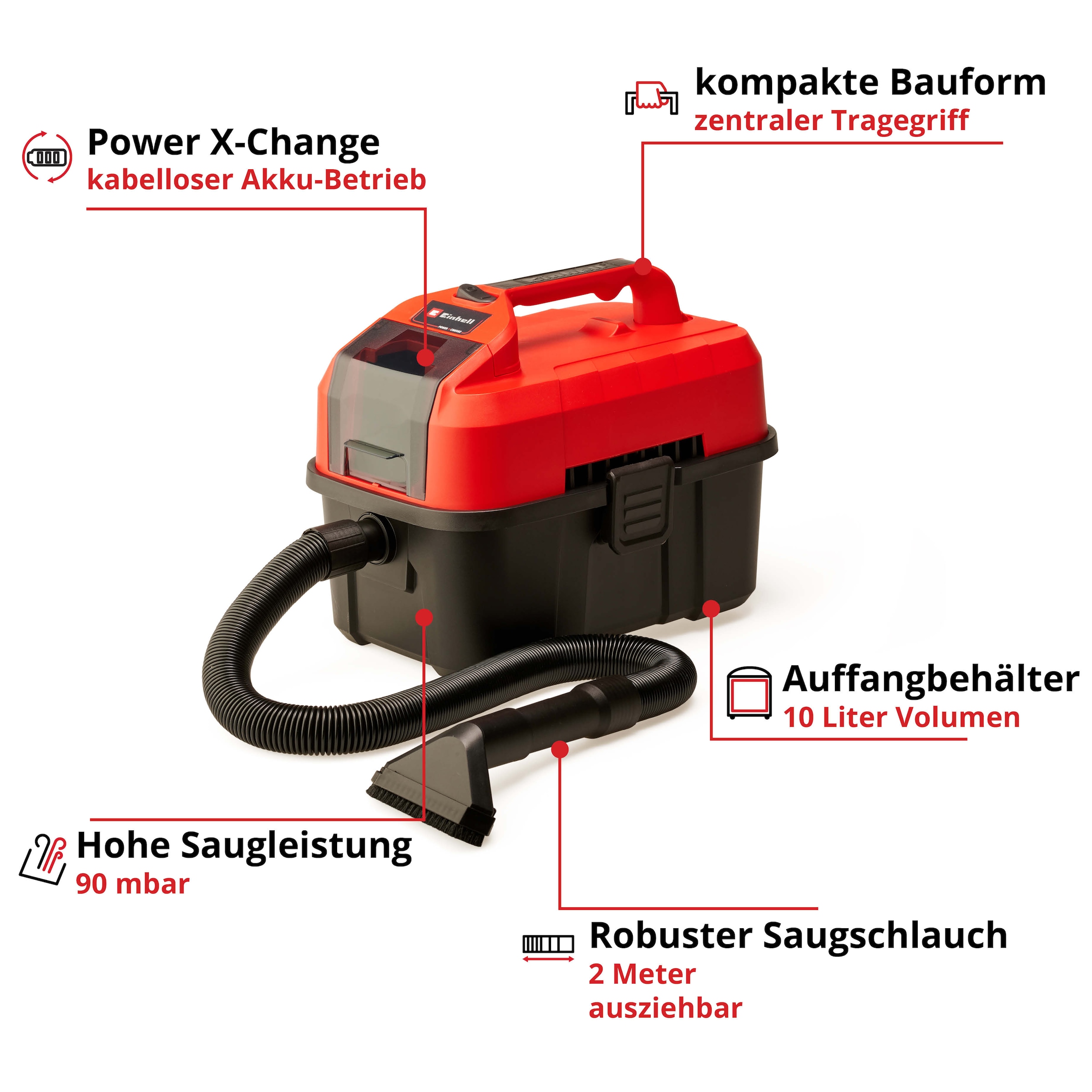 Einhell Nass-Trocken-Akkusauger »TE-VC 18/10 Li«, inkl. Akku 18V/4,0Ah und Ladegerät