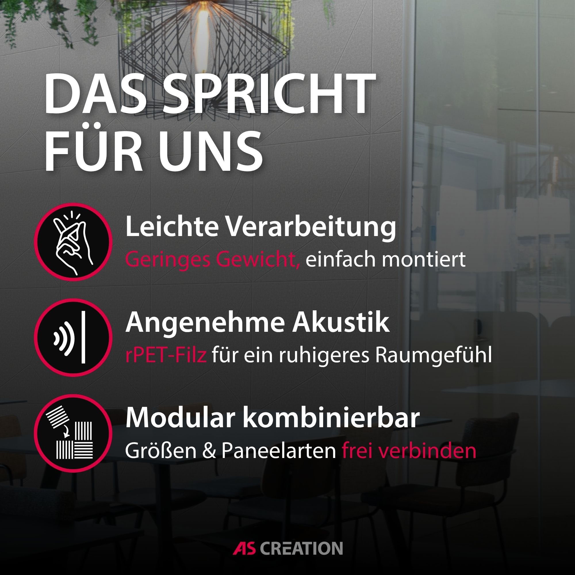 Architects Paper Schallschutzpaneel »A.S. Création Modular Wall Akustikpaneel geometrisch« 1 tlg. Akustikpaneel aus rPET-Filz mit geometrischer 3D-Oberfläche