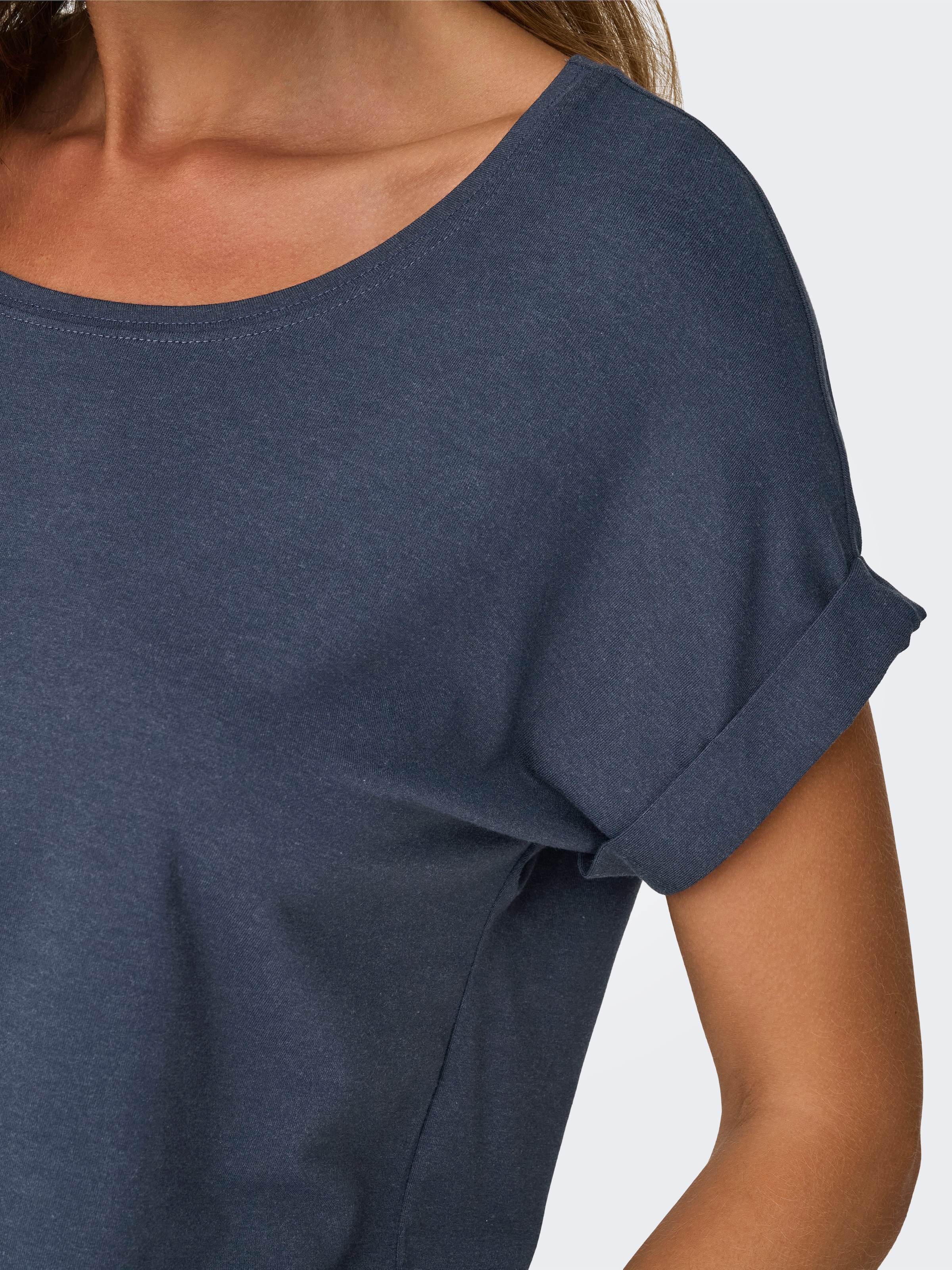 ONLY T-Shirt »ONLMOSTER – Kurzarmshirt mit Aufschlag und klassischem Look«, unifarben, casual, regular fit, Viskosemischung, Rundhals