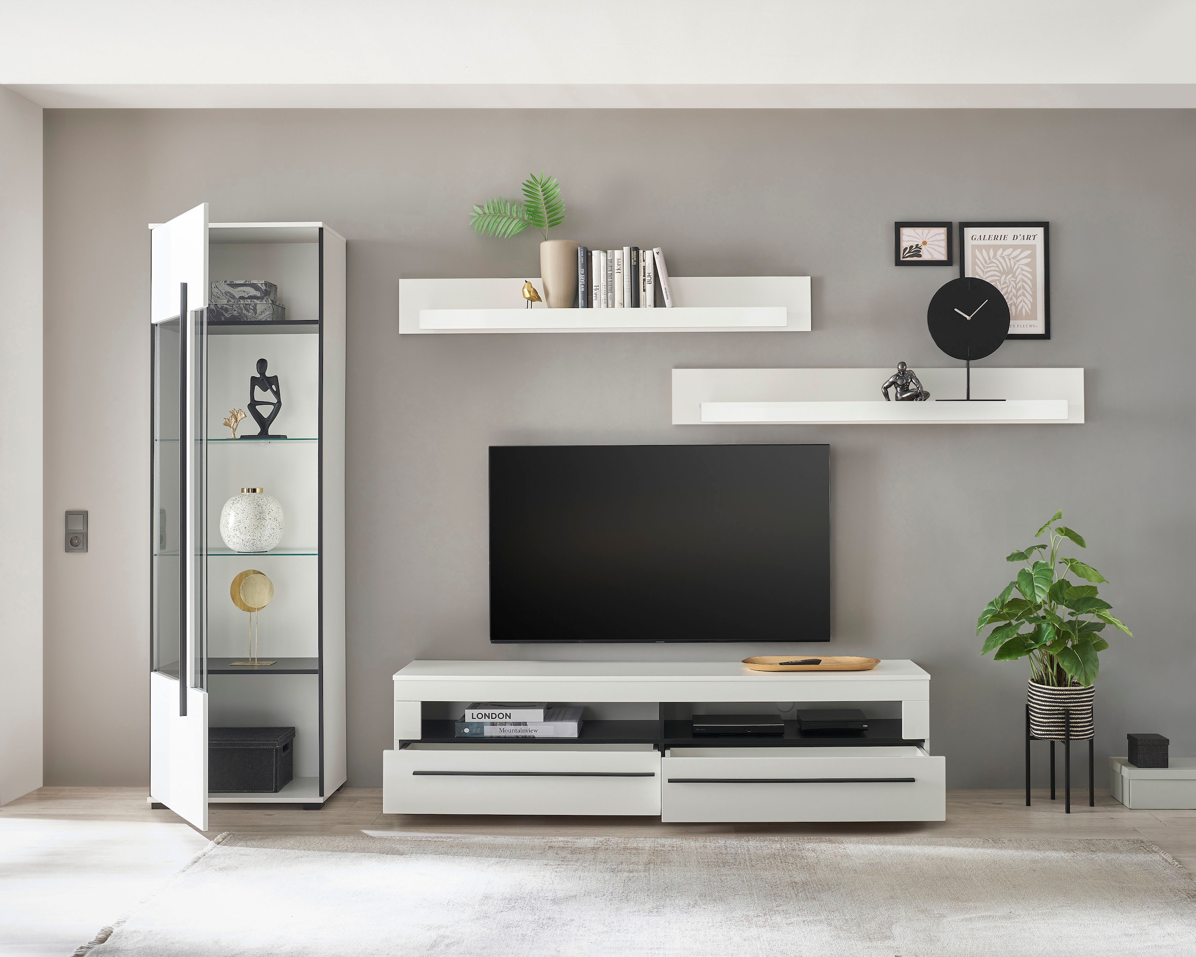 Home affaire Wohnwand »Cantara, moderne Anbauwand, Wohnzimmer-Set, in Eiche Evoke oder Weiß« Set, 