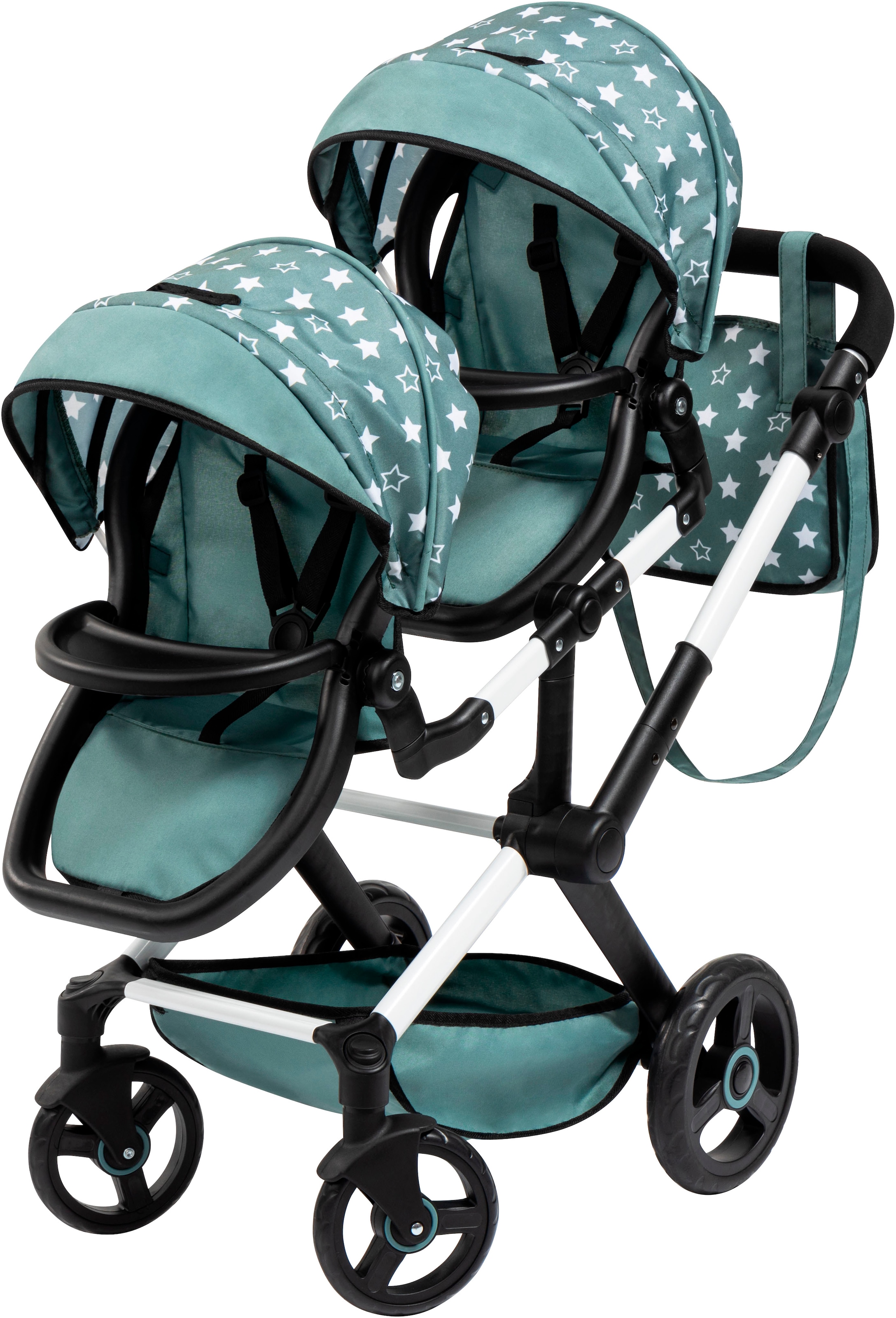 Puppen-Zwillingsbuggy »Xeo Twin grün«, mit Wickeltasche