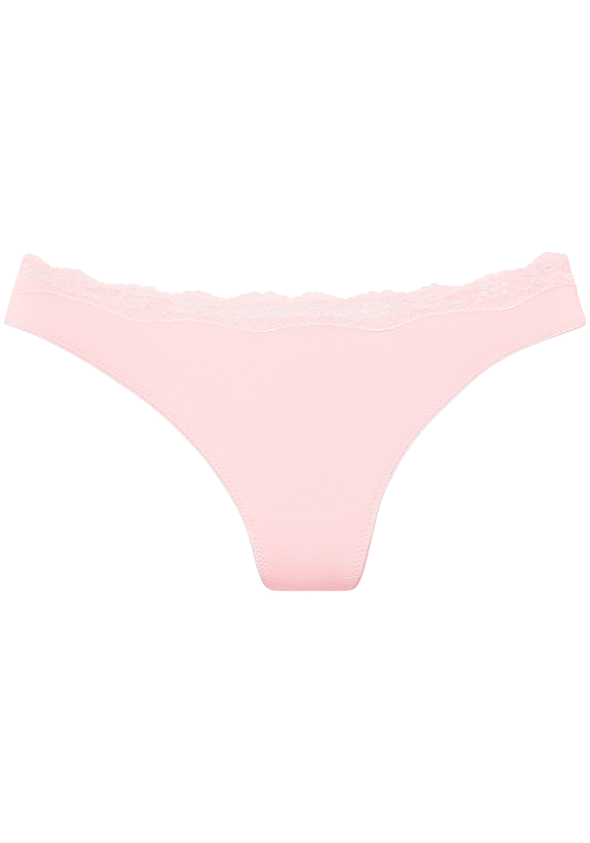 LASCANA String 3er-Pack,  aus elastischer Baumwolle mit zarter Spitze