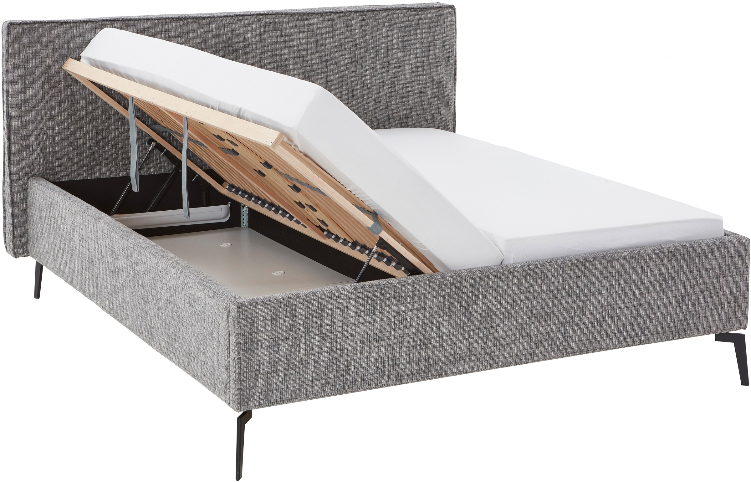 meise.möbel Polsterbett »Riva II«, mit schwarzen Metallfüßen, wahlweise mit Bettkasten