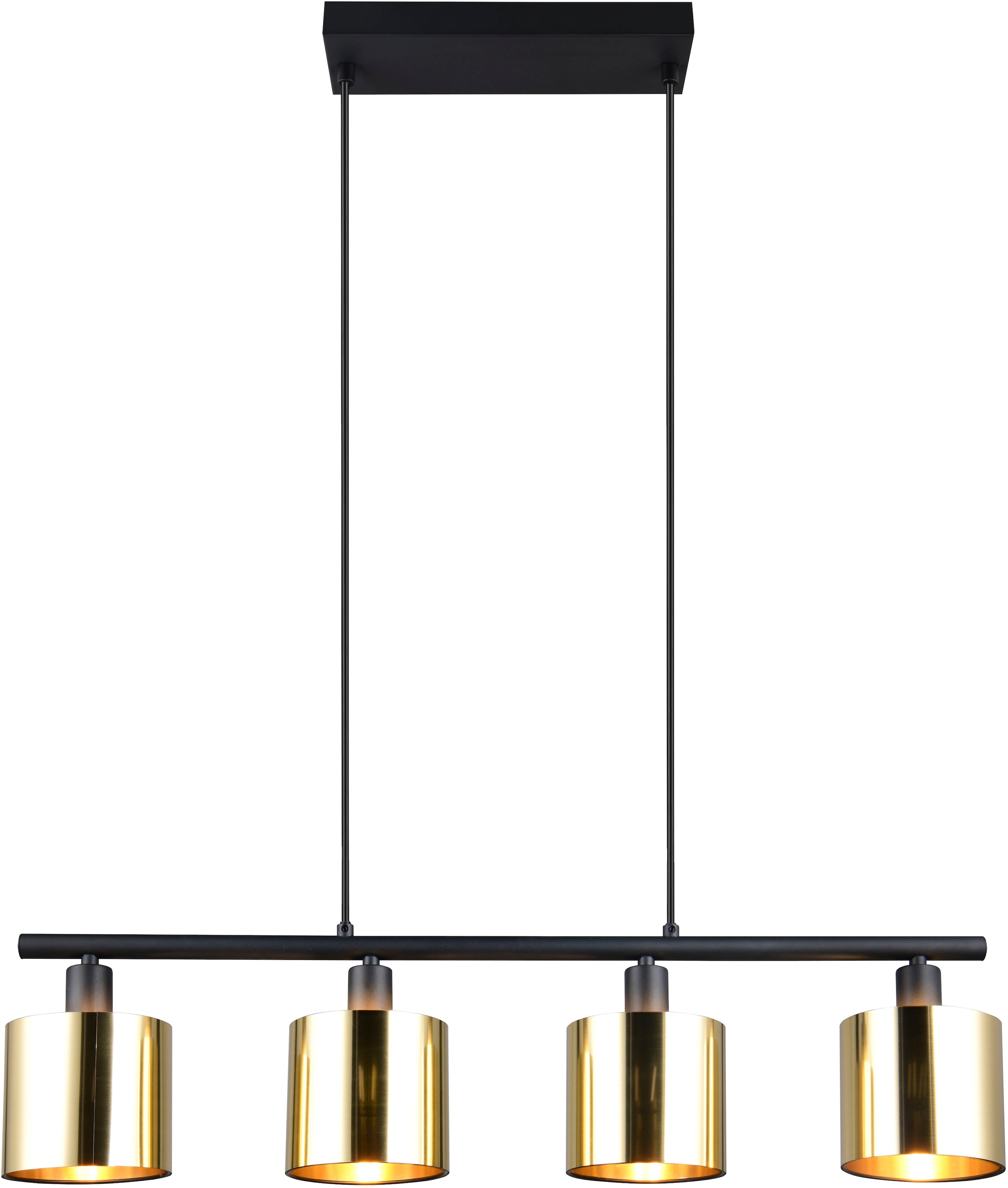 REALITY Leuchten Pendelleuchte »JASON, Hängelampe Esszimmerlampe,  4-flammig, exkl. 4xE14 max 10W« E14 1 Stk. warmweiß - kaltweiß höhenverstellbar max 150cm, mit semi-transparenten Kunststoff-Schirmen