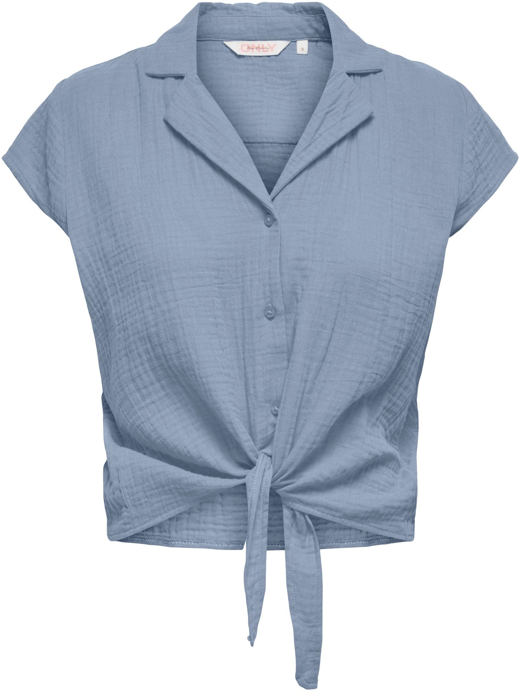 ONLY Hemdbluse »ONLTHYRA CAPSLEEVE KNOT SHIRT WVN.«