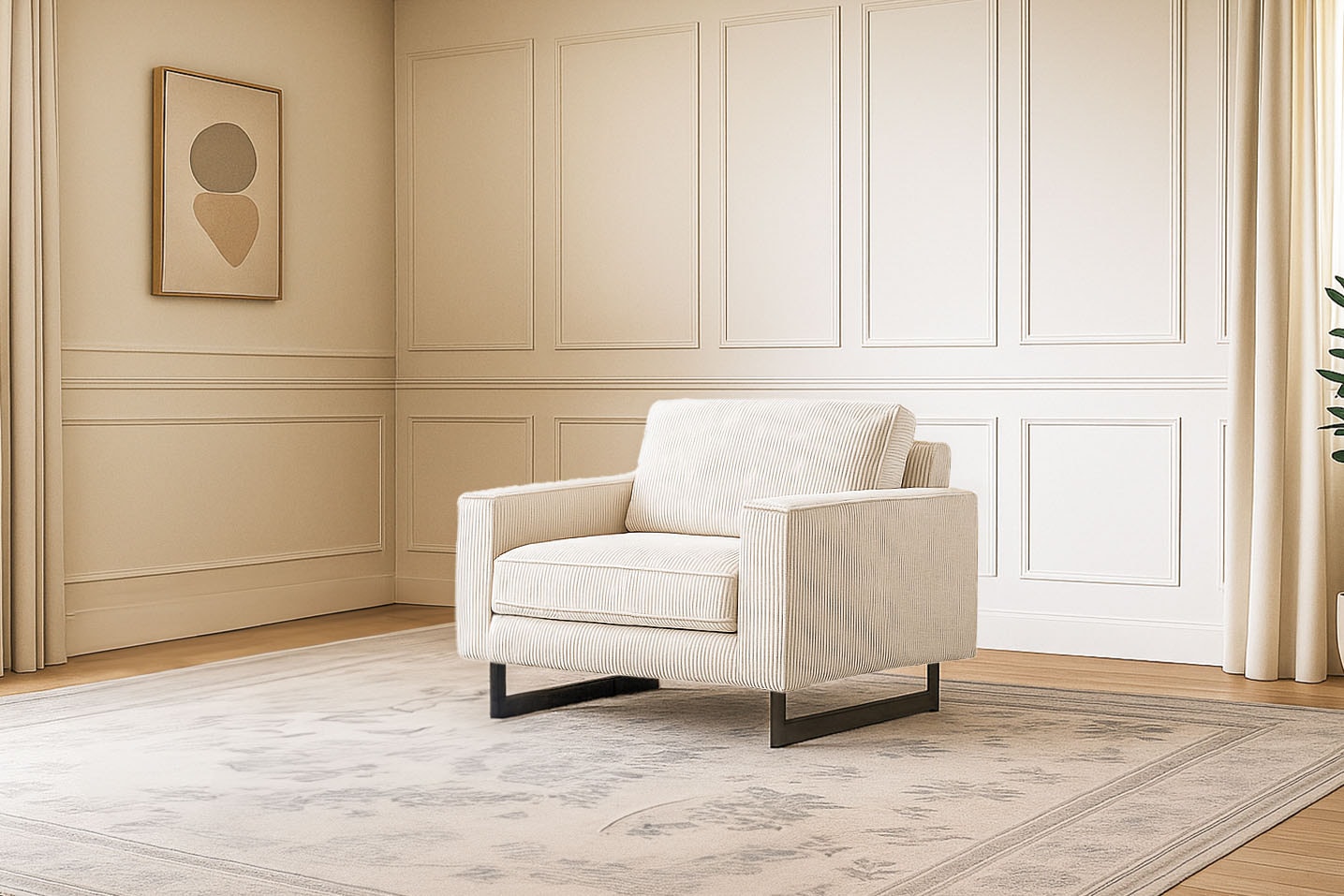 Places of Style Loveseat »Pinto 105 cm, Cord, Chenille, Lederoptik«, mit Keder, Metallfüßen und auch in Cord Bezug erhältlich