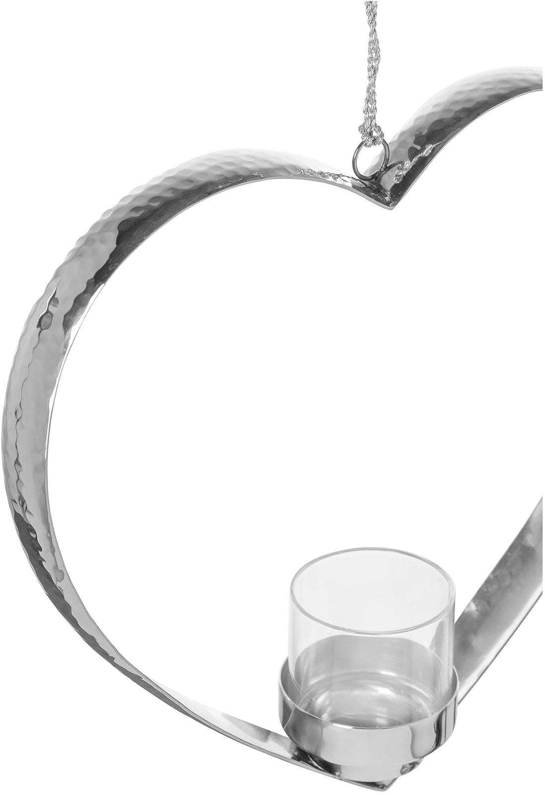 Fink Teelichthalter »DOREA«, (1 St.), Herzform inkl. Glas, zum Aufhängen, Edelstahl