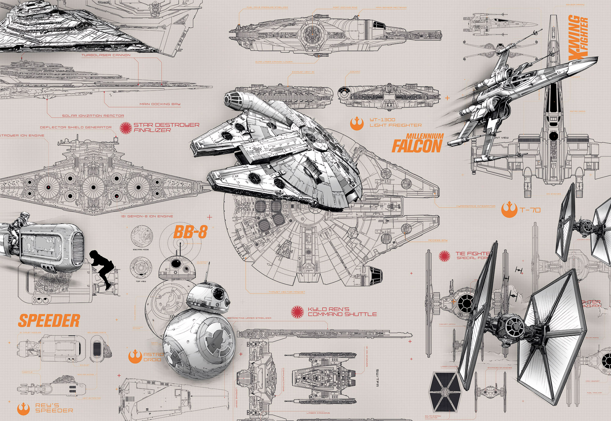 Komar Fototapete »Star Wars Millennium bedruckt-Comic, bei x bestellen (Breite online inklusive OTTO cm Kleister Höhe), Falcon«, 368x254