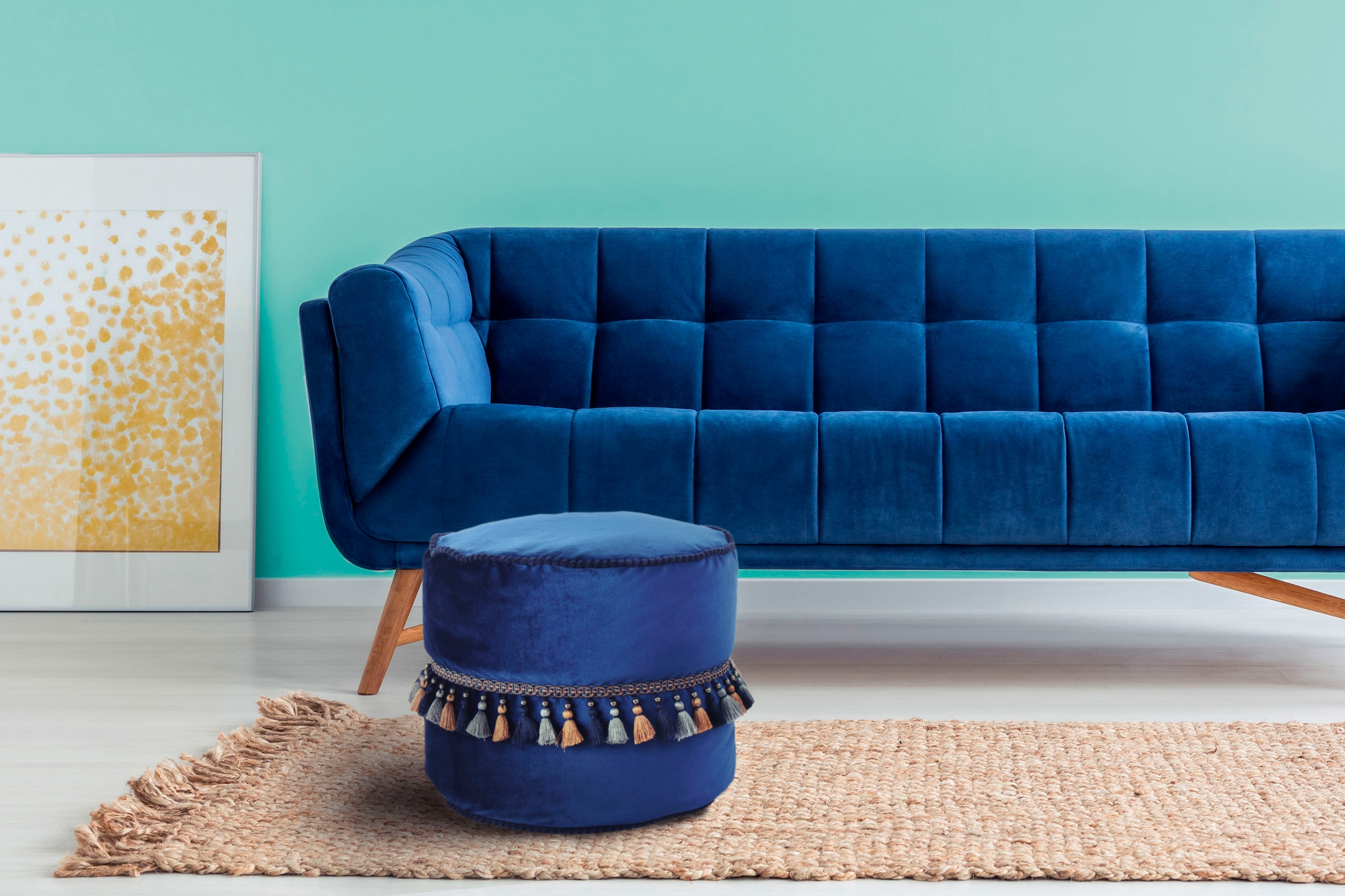 Kayoom Sitzhocker »Pouf Taj Mahal 225, samtweiche Oberfläche«, (1 St.), samtweich, verziert, Füllung aus flexiblen Styroporkugeln