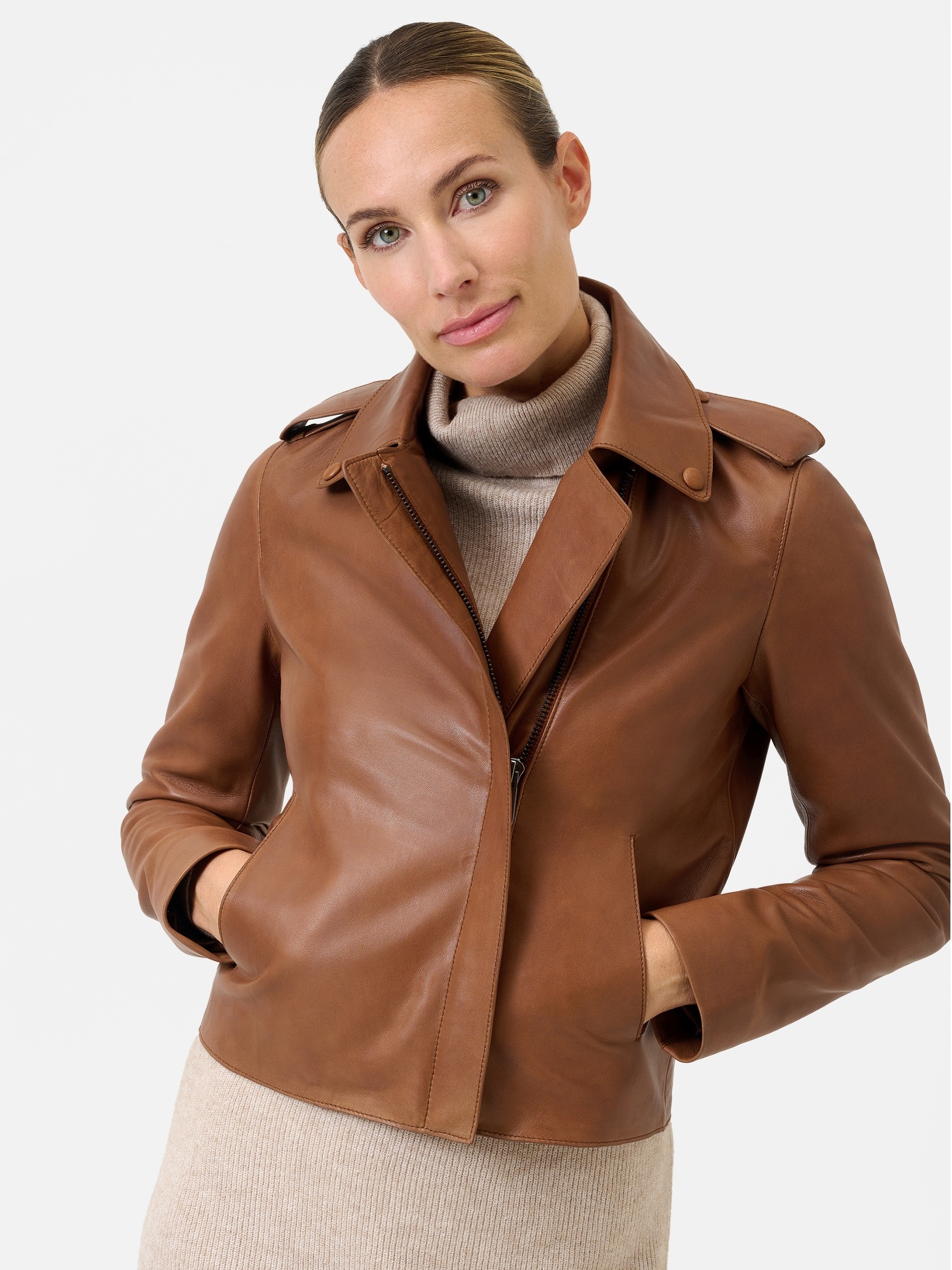 RICANO Bikerjacke »Lederjacke Juana« ohne Kapuze Handgefertigt aus echtem Leder