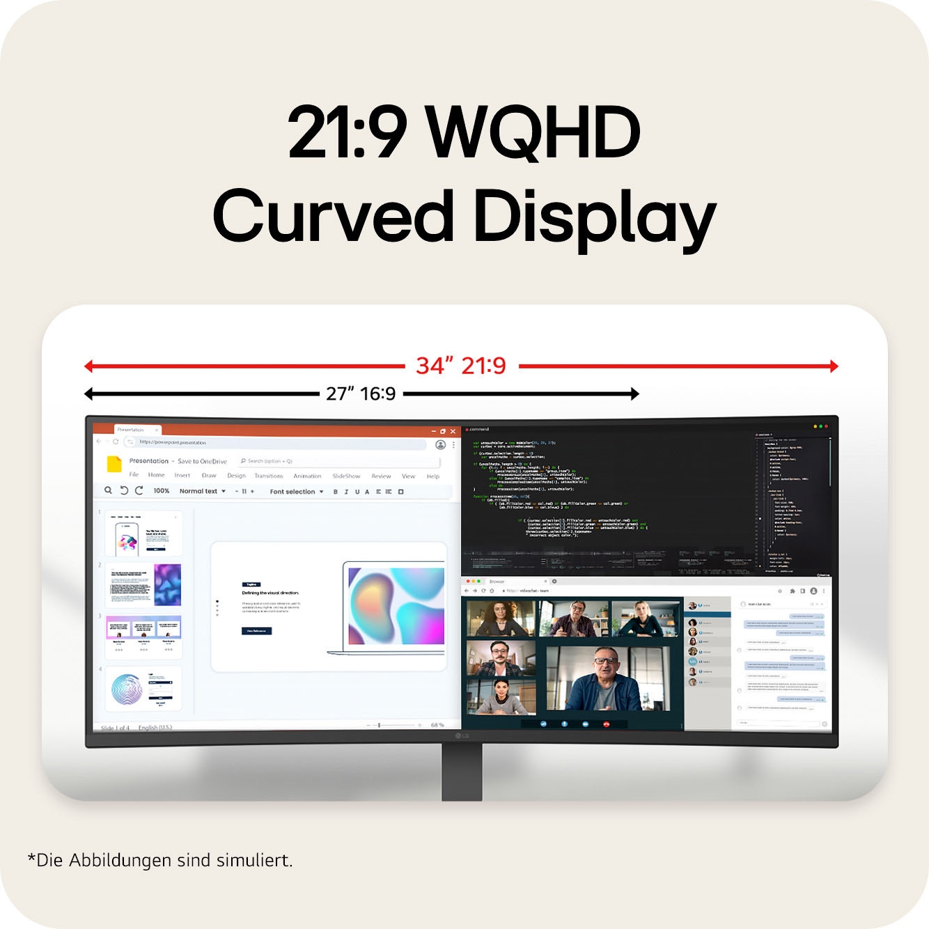 LG Curved-LED-Monitor »34U640B« 86 cm/34 ″  3440 x 1440 px UWQHD 5 Reaktionszeit 144 Hz