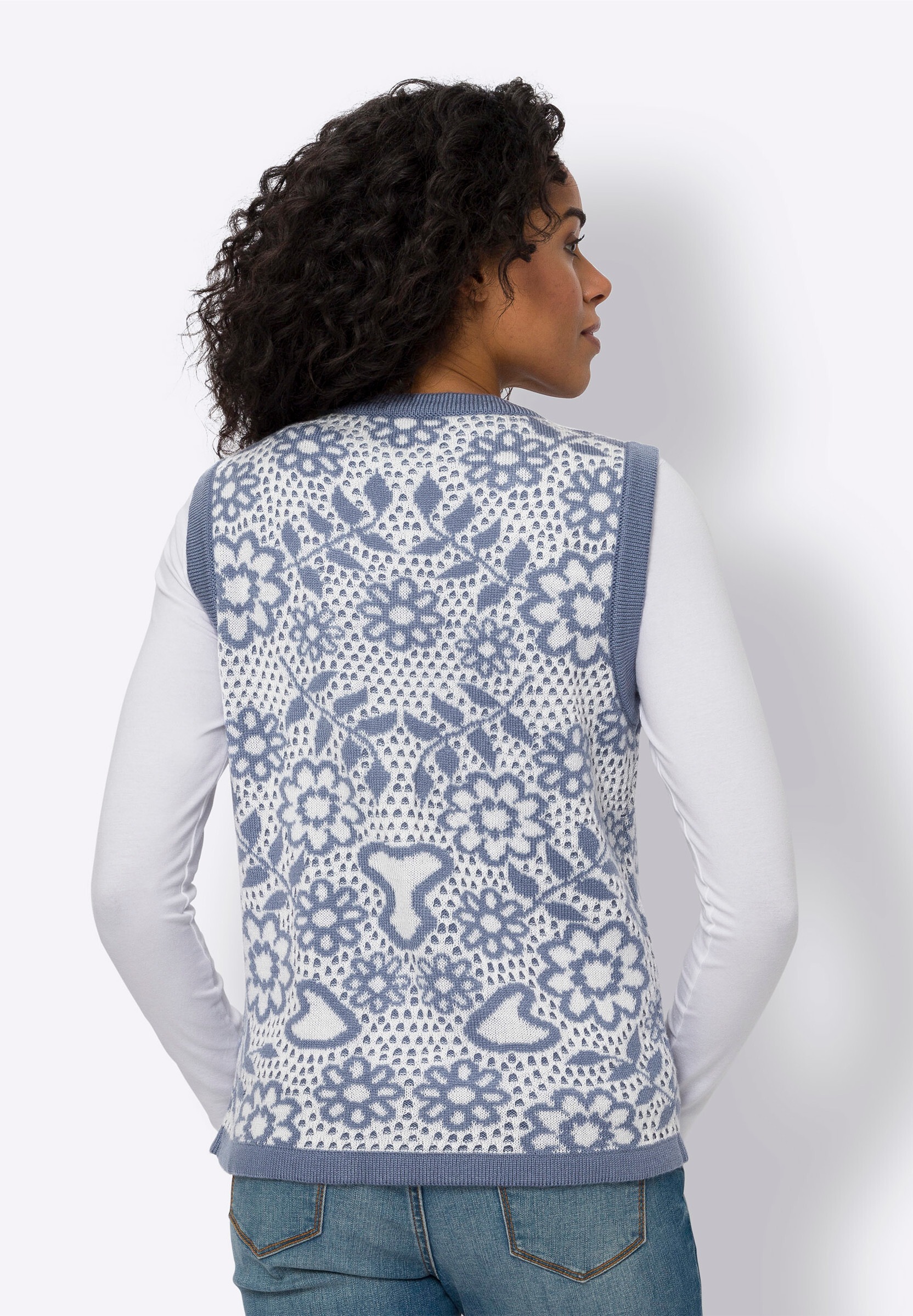 Sieh an! Strickweste »Strickweste Strickweste mit floralem Muster, Jacquard«