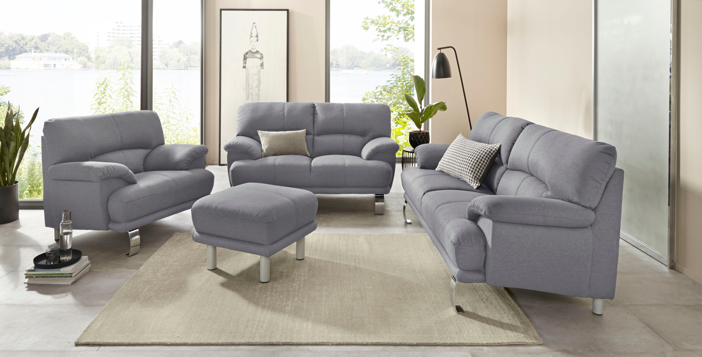 TRENDMANUFAKTUR Sessel »Cecilia II, Loungesessel in italienischem Design«, breite und bequeme Armlehnen