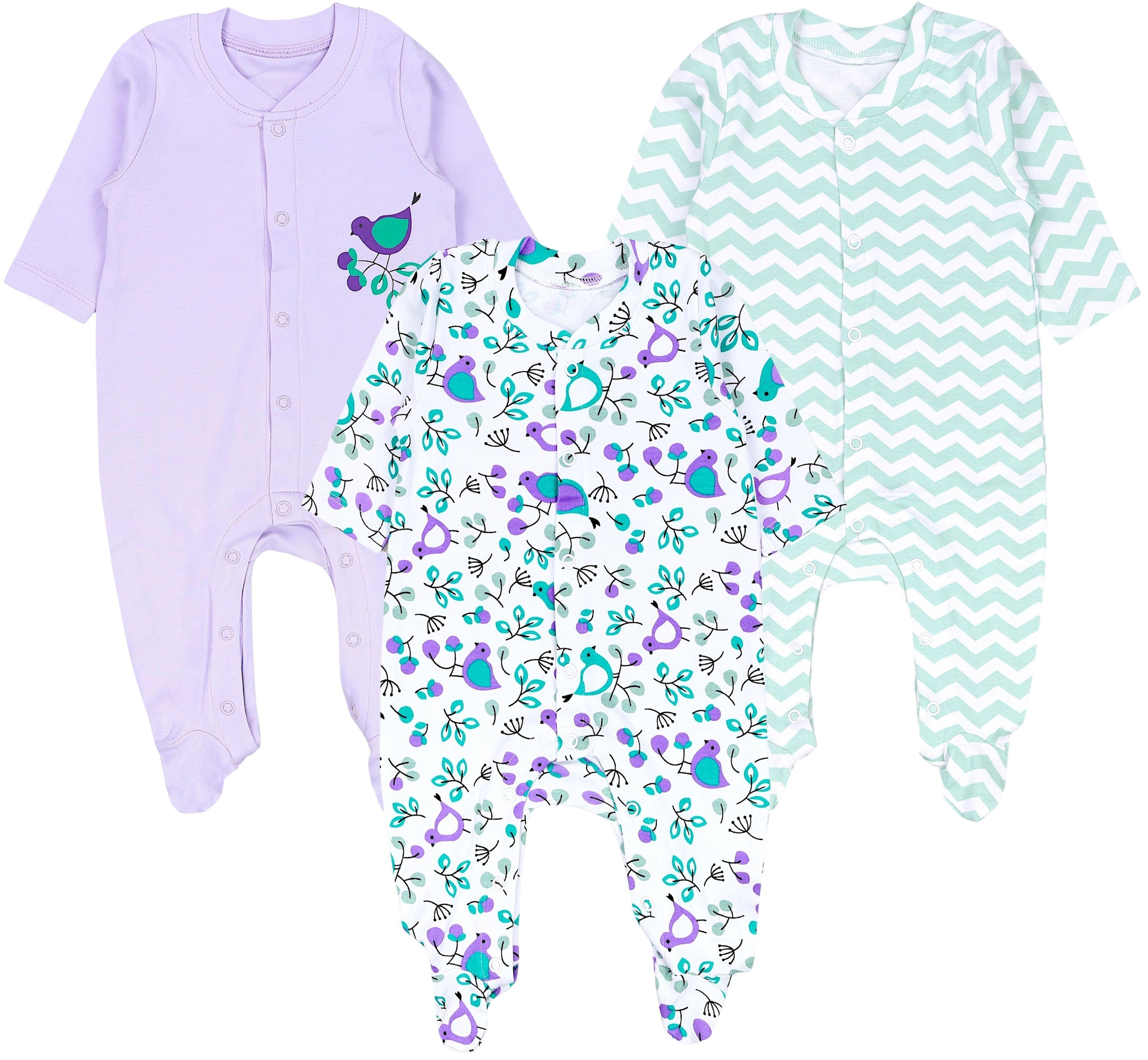 TupTam Strampler »Schlafstrampler Baby Mädchen Schlafstrampler mit Fuß 3er Pack«