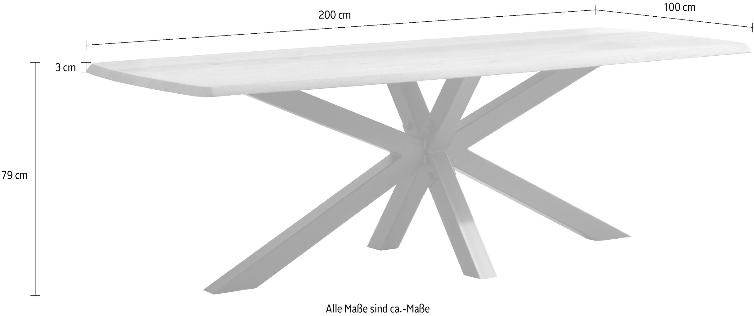 Home affaire Esstisch »Ottawa« moderner Esstisch aus massiver Eiche mit robustem Metallgestell