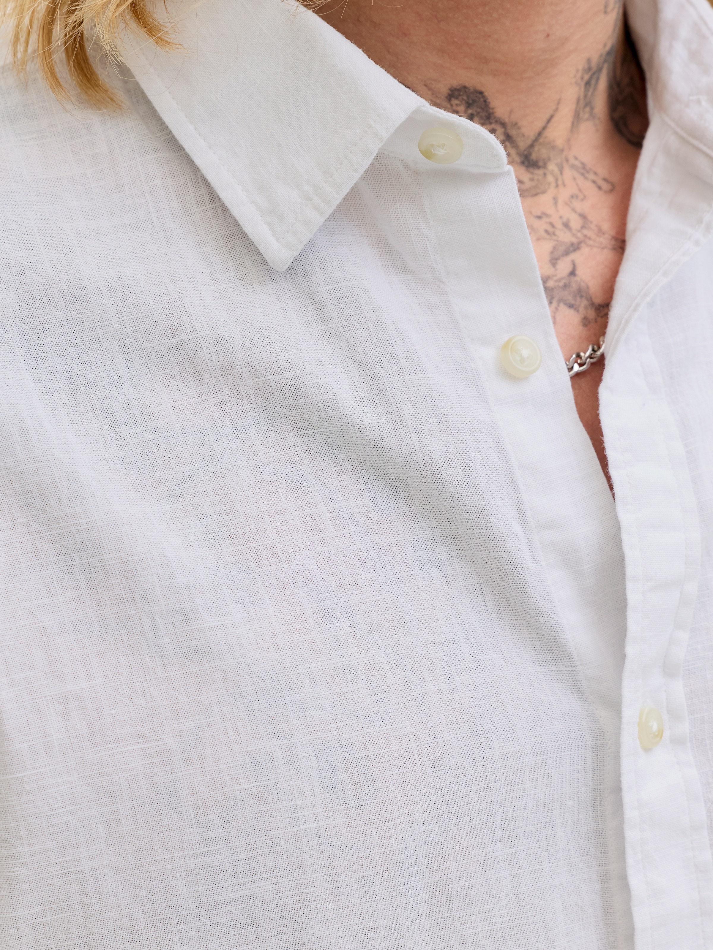 Jack & Jones Kurzarmhemd »JJESUMMER LINEN BLEND SHIRT S/S SN« Baumwolle mit Leinen, regular fit