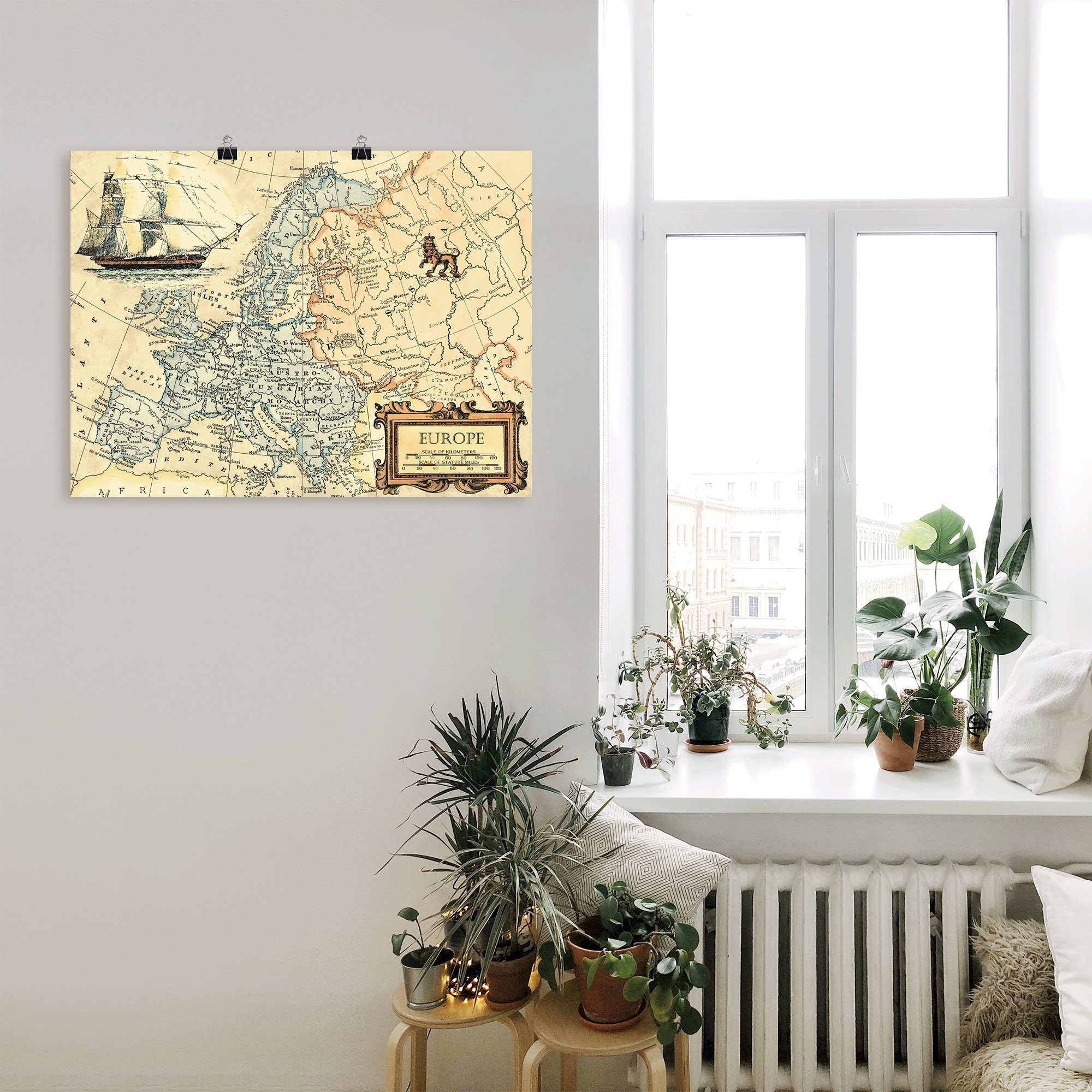 Artland Wandbild »Europakarte«, Landkarten, (1 St.), als Leinwandbild, Poster, Wandaufkleber in verschied. Größen