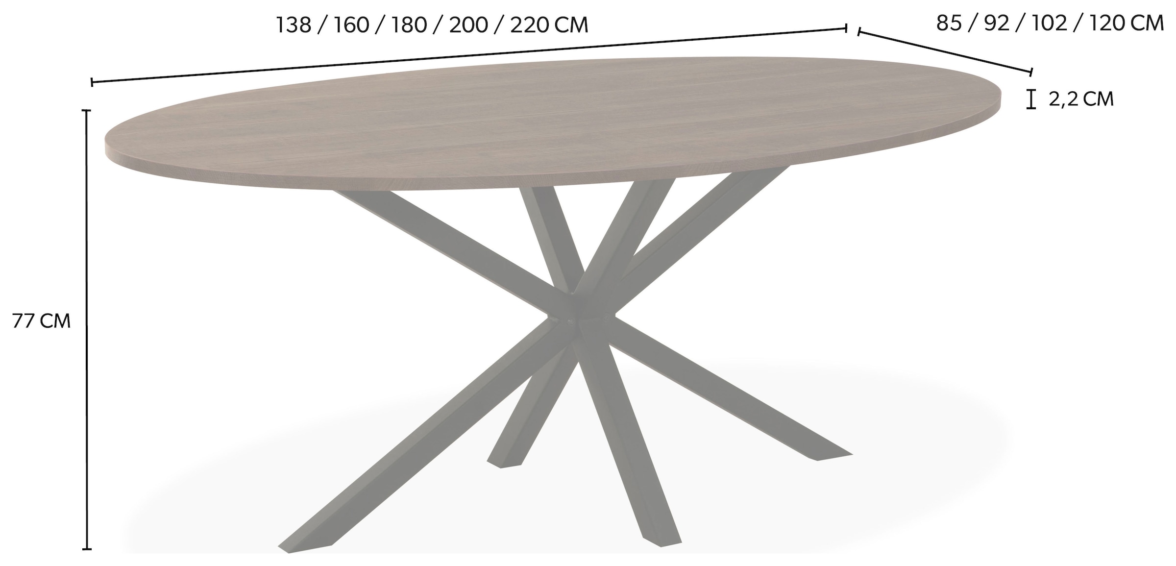OMG Design Esstisch »Kent« 1 Stk. tlg. Hochwertige Melamin-Tischplatte mit Metallgestell