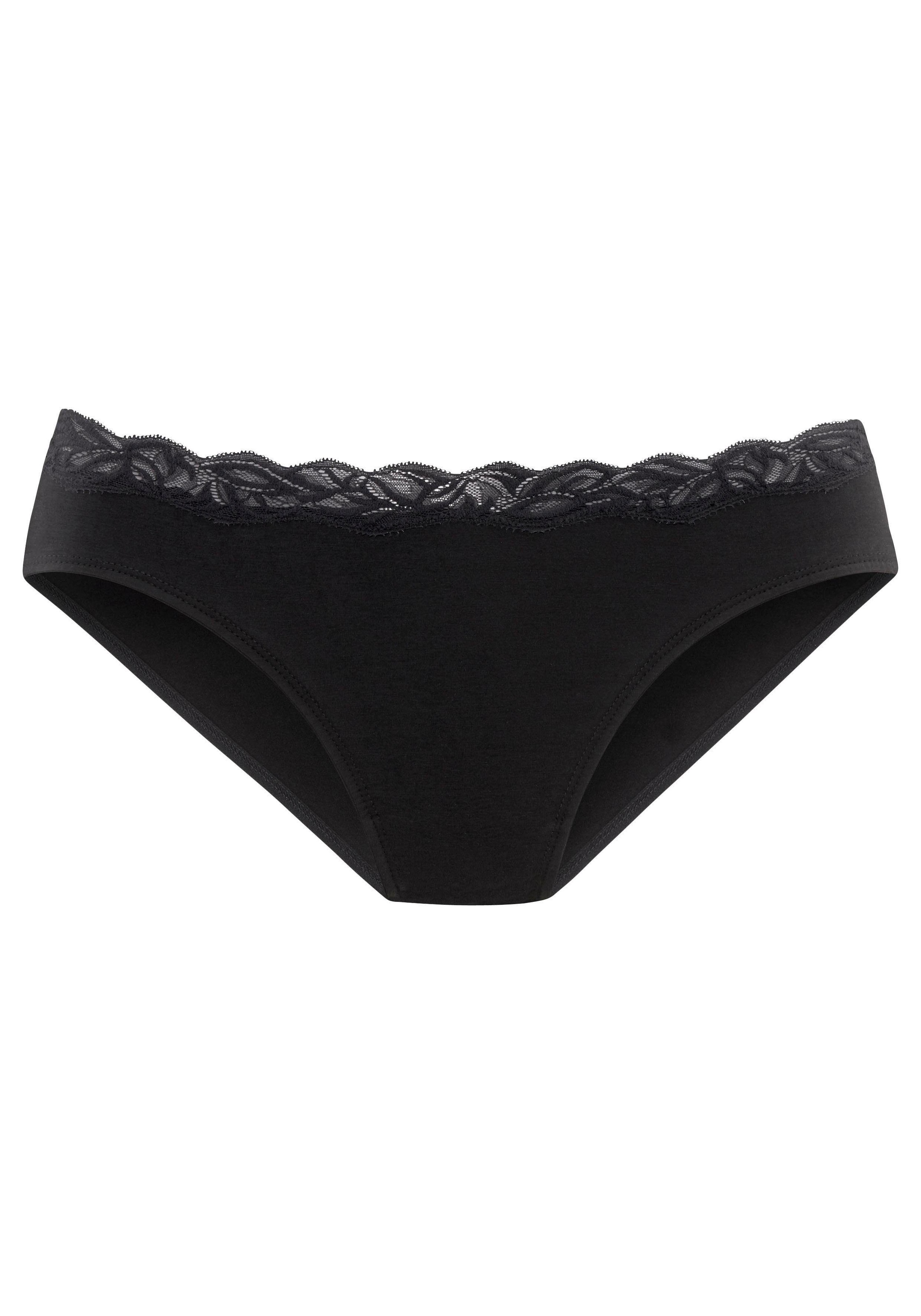 LASCANA Bikinislip, mit floraler Spitze