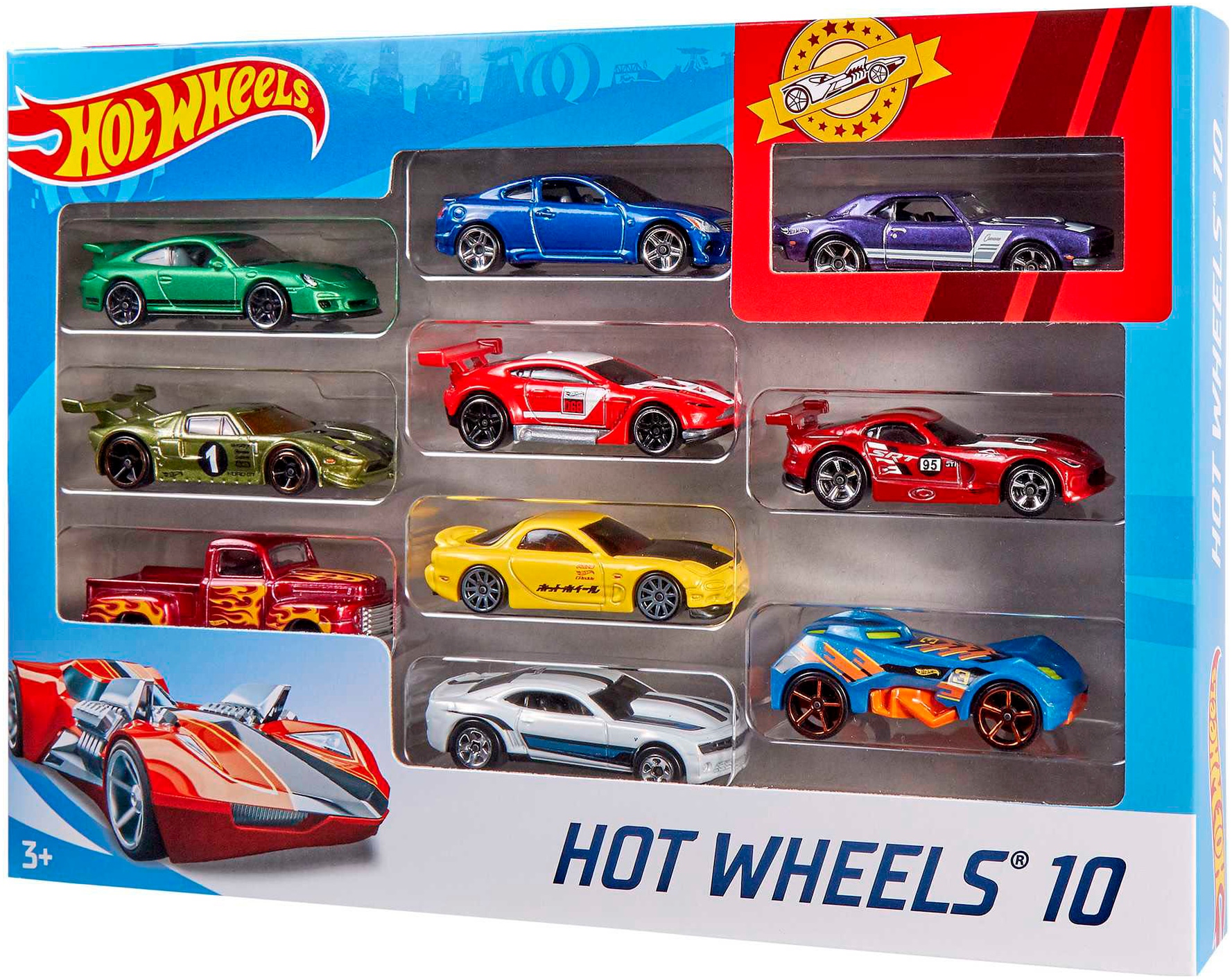 Hot Wheels Spielzeug-Auto »Hot Wheels Set mit 10 Fahrzeugen«, (Set, 10 tlg.), im Maßstab 1:64, sortiert