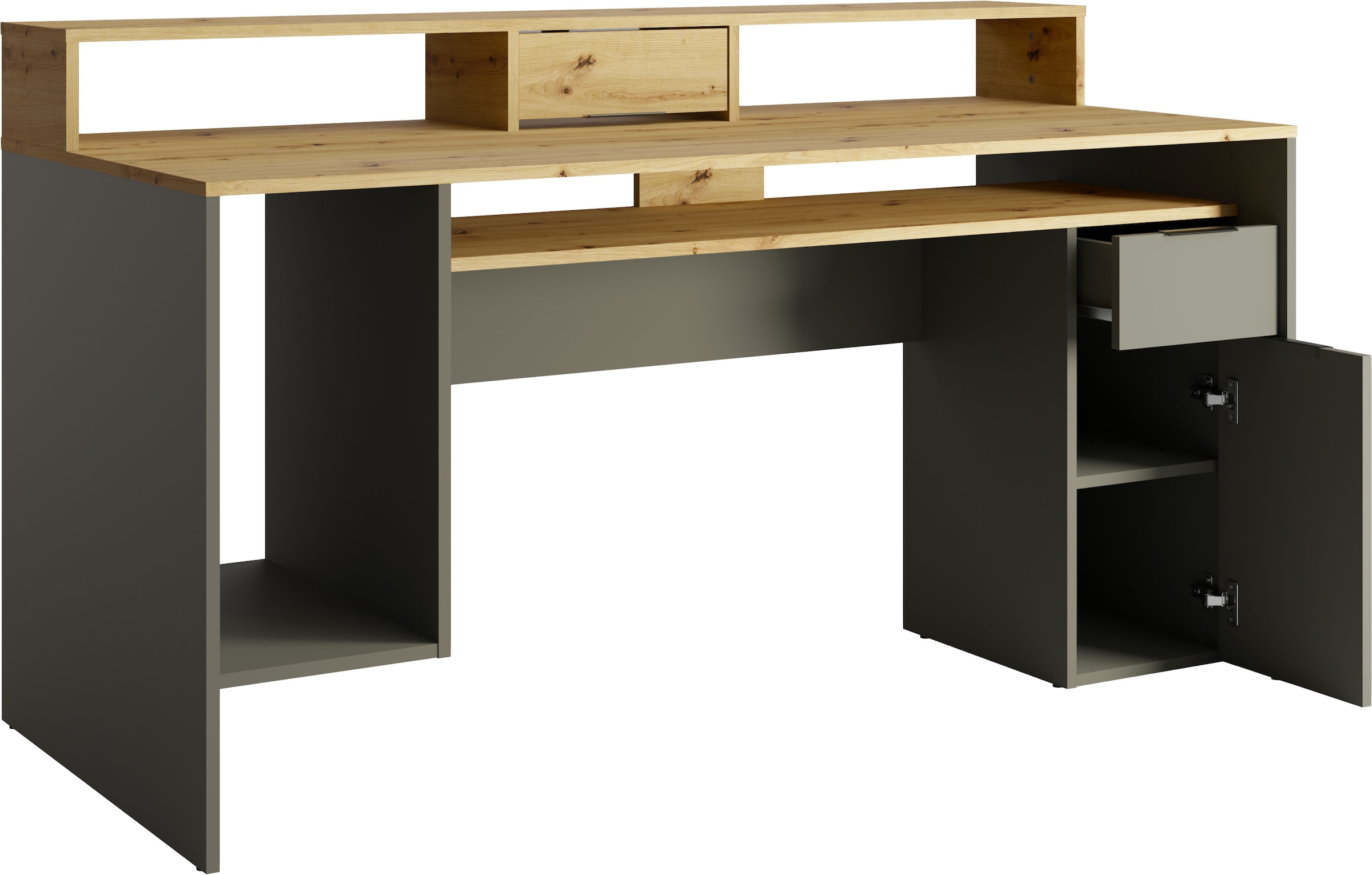 INOSIGN Schreibtisch »Peoria«, Gamingtisch mit Schublade und Monitoraufsatz, Breiten 160 x 70 cm