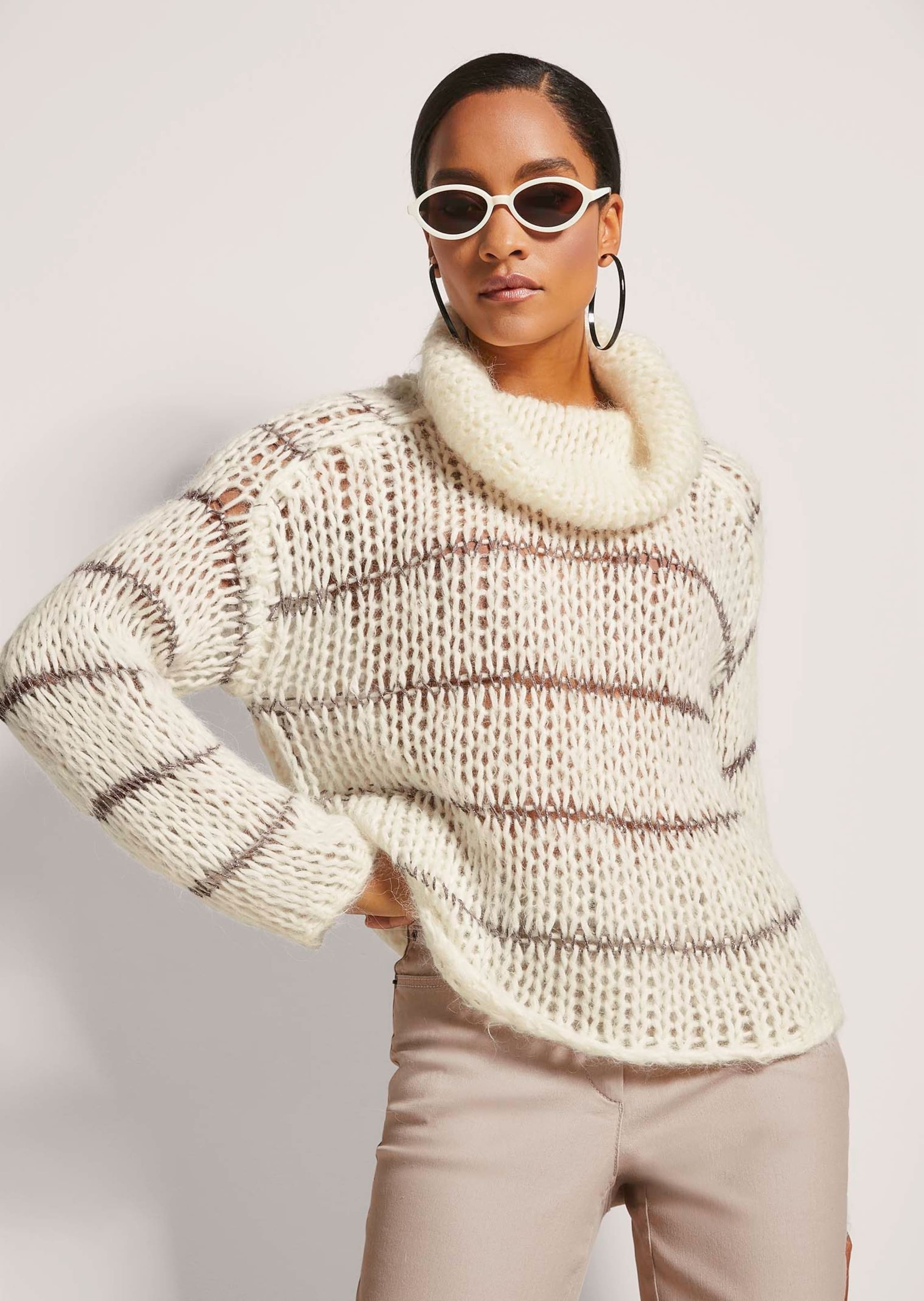 MADELEINE Longpullover »Pullover Grobstrick-Pullover mit Rollkragen«