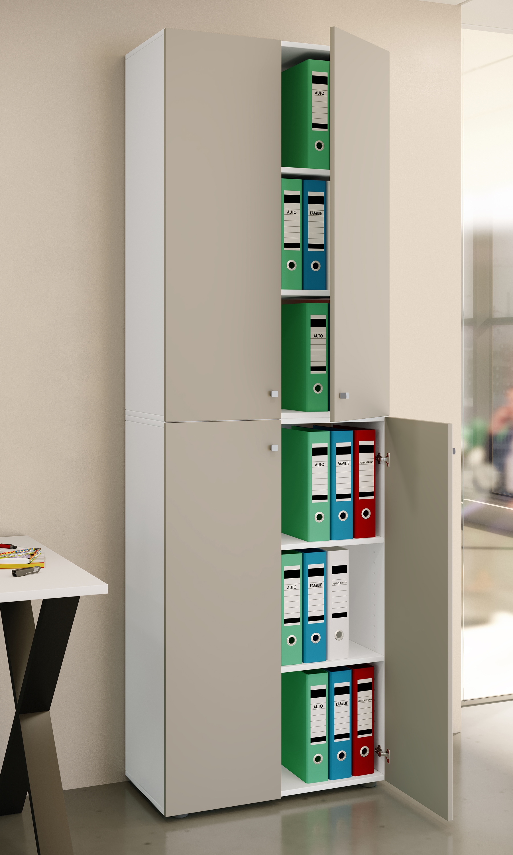 VCM Aktenschrank »VCM Büroschrank mit 6 Fächern | moderner Aktenschrank mit Drehtüren | Maße ca. H. 220 x B. 70 x T. 40cm ¿ Lona 6-Fach« 1 Stk. tlg.