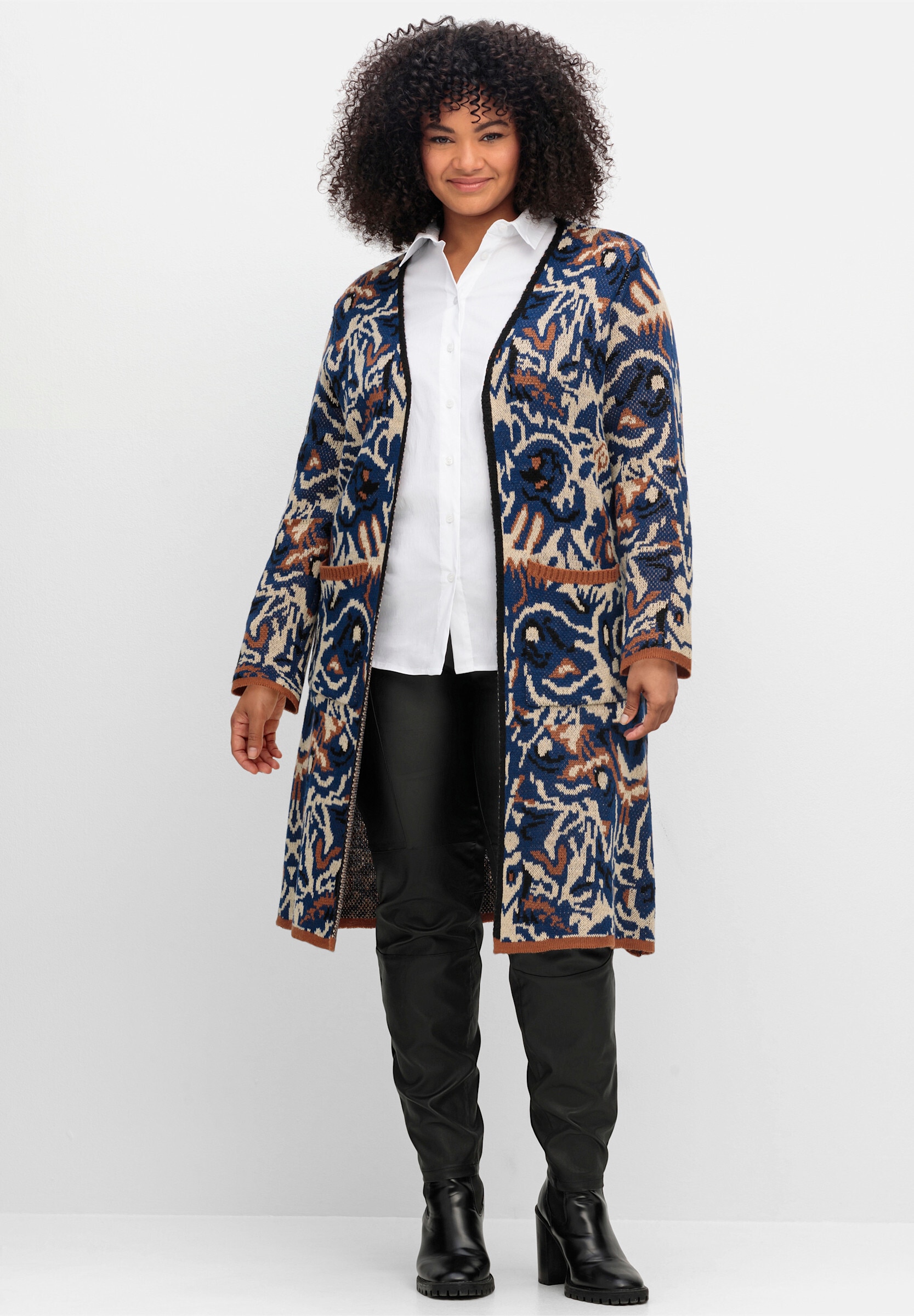 sheego by Joe Browns Strickjacke »Longstrickjacke Strickmantel mit Jacquardmuster«