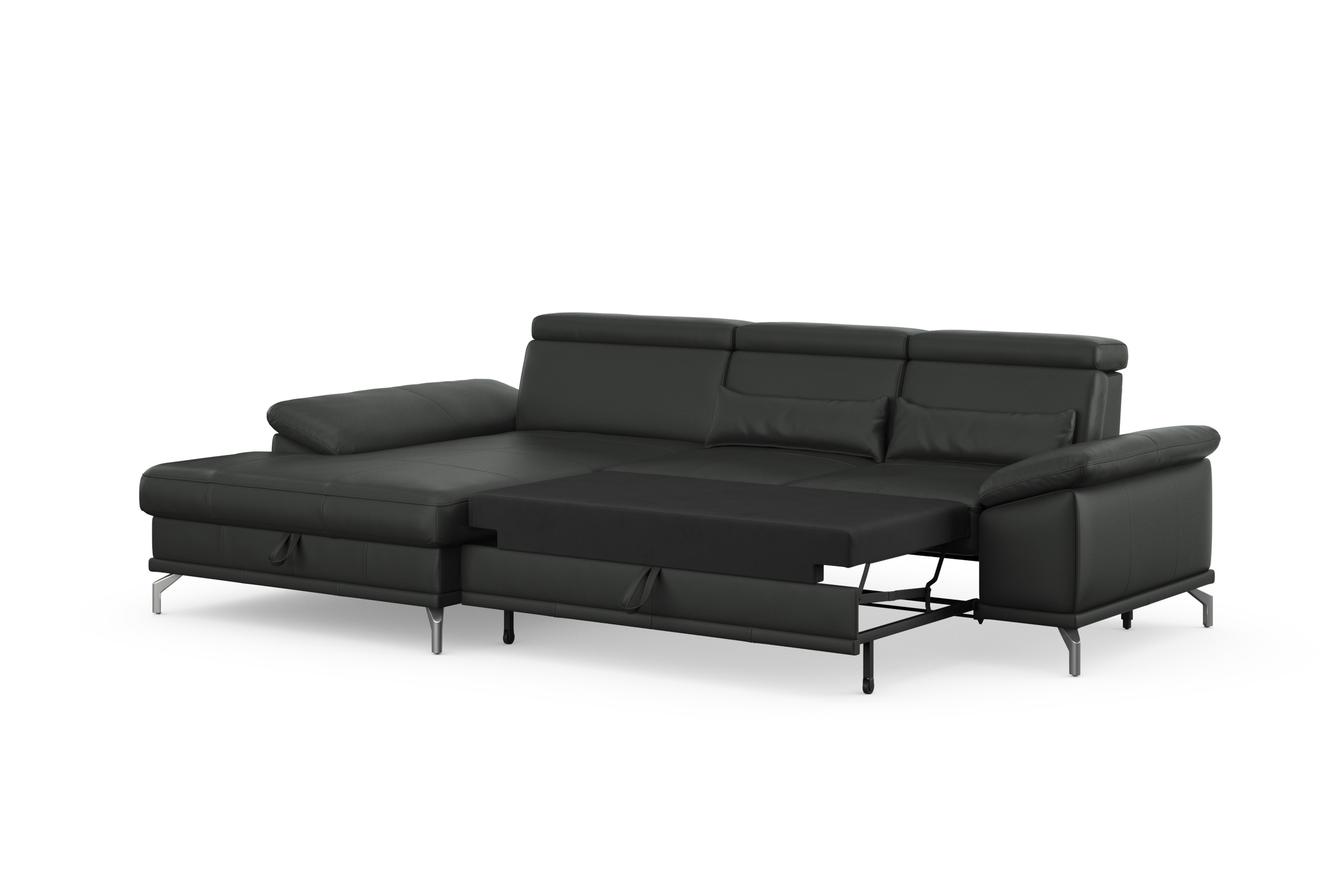 sit&more Ecksofa »Cabrio L-Form, mit Sitztiefenverstellung, Arm- und Kopfteilverstellung«, 2 Nierenkissen, Federkern, optional Bettfunktion und Stauraum