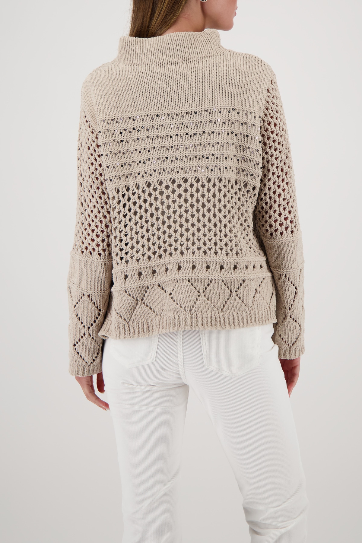 Monari Strickpullover »Pullover Chenille Ajour« Regular fit mit Stehkragen