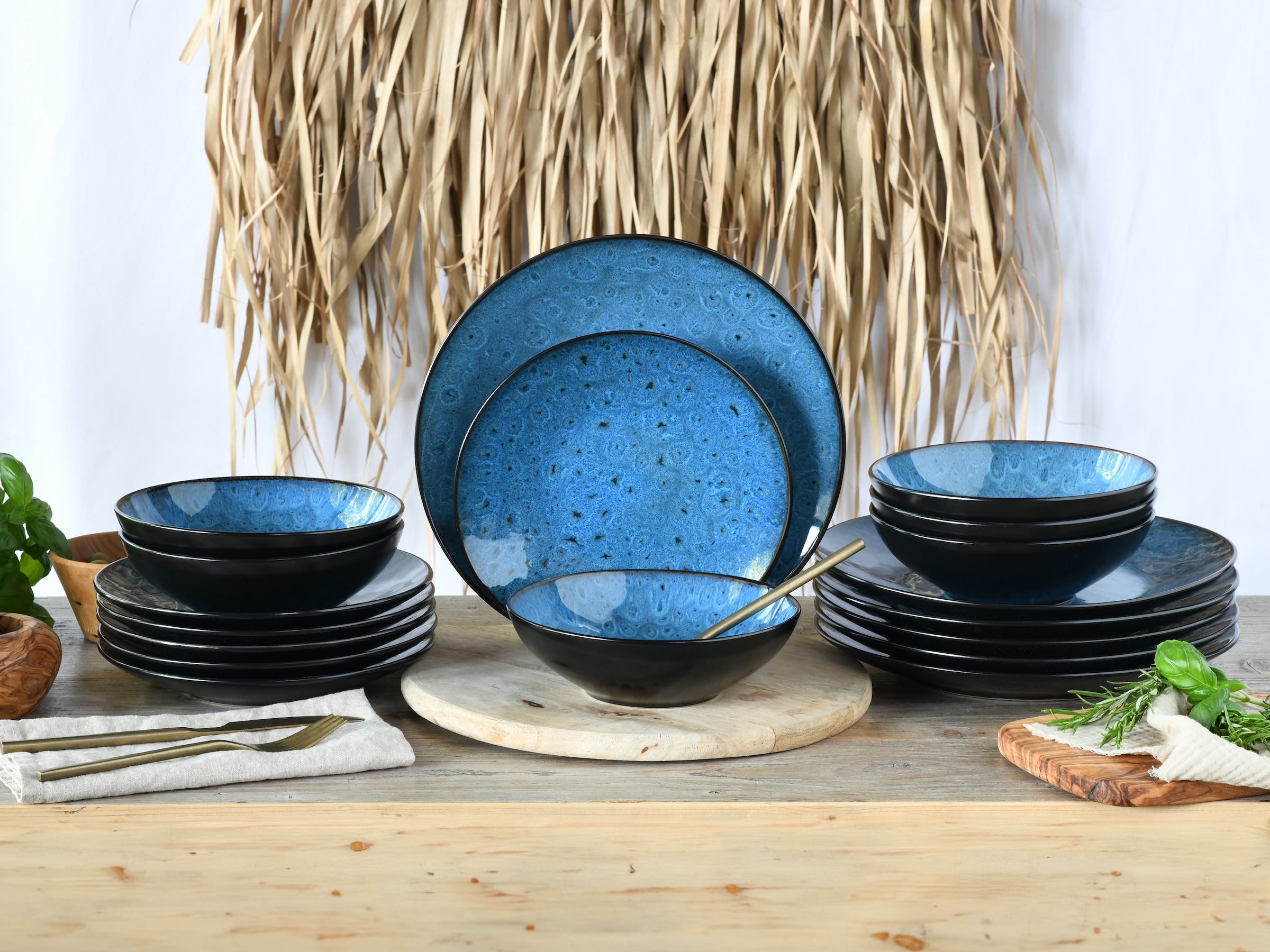 CreaTable Teller-Set »Capri, Tellerset 18-tlg« Reaktivglasur