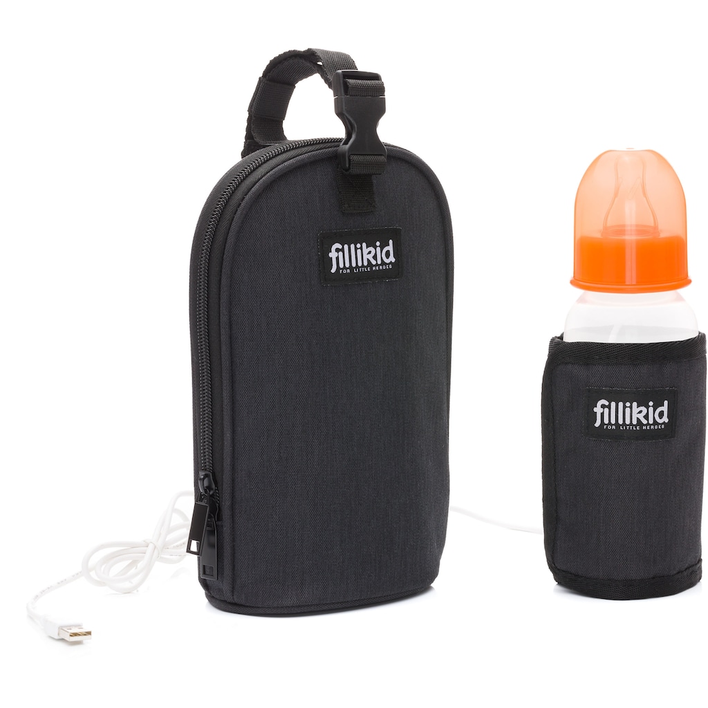 Fillikid Babyflaschenwärmer »schwarz melange«, (Set, 2 tlg.), mit USB Anschluss zum Erwärmen der Babyflasche