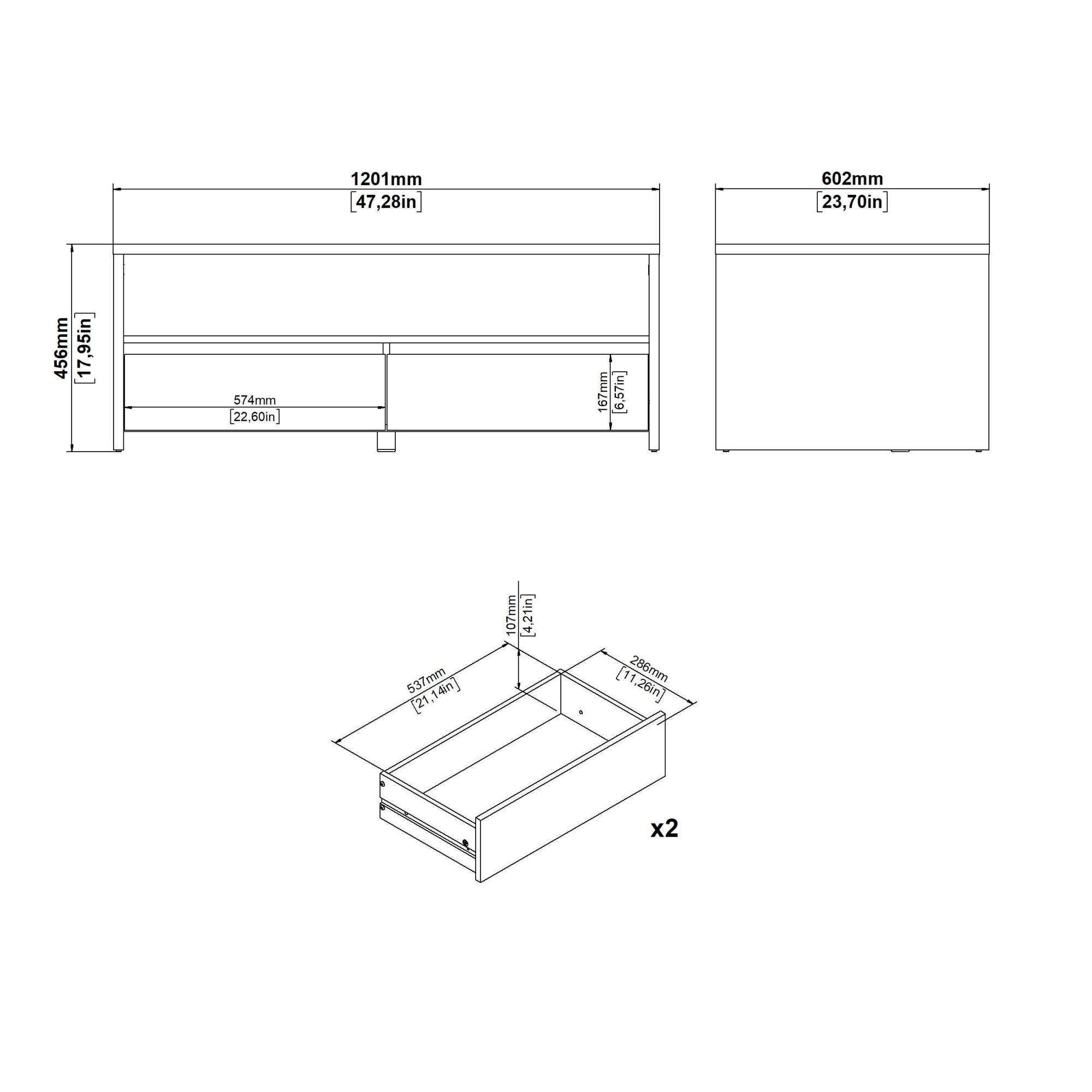 INOSIGN Couchtisch »Next Beistelltisch, Wohnzimmertisch, Abstelltisch,«, Ablagefläche, 2 Schubladen, Breite 120 cm, Höhe 45 cm