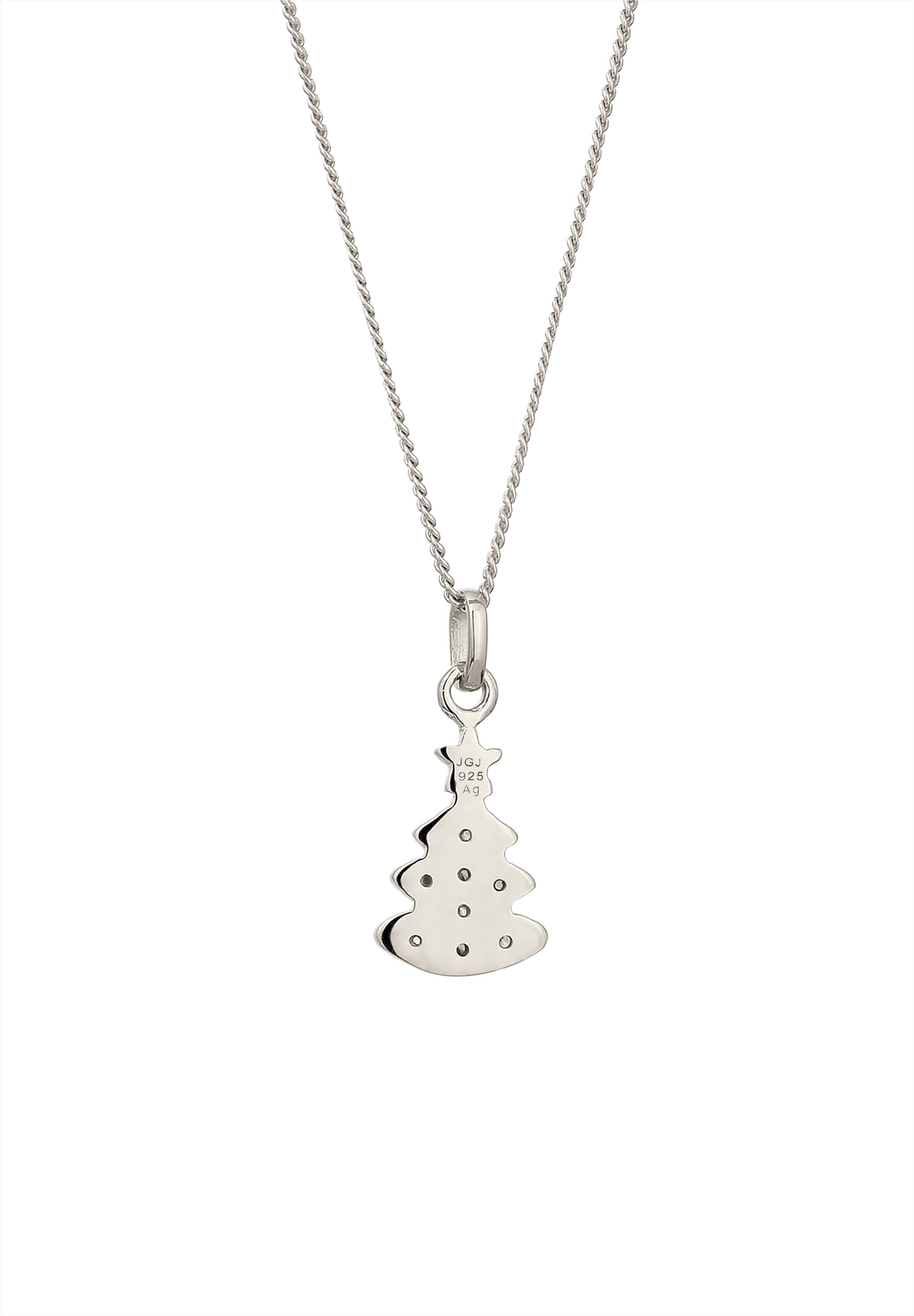 Elli DIAMONDS Silberkette »Halskette Tannenbaum Laborgezüchtete Diamanten Weiß (0.015 ct) 925 Sterling Silber«