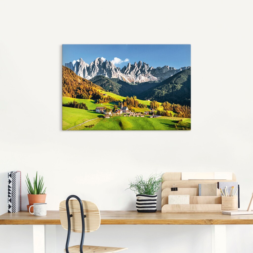 Artland Wandbild »Alpen Berge Santa Maddalena«, Berge & Alpenbilder, (1 St.)