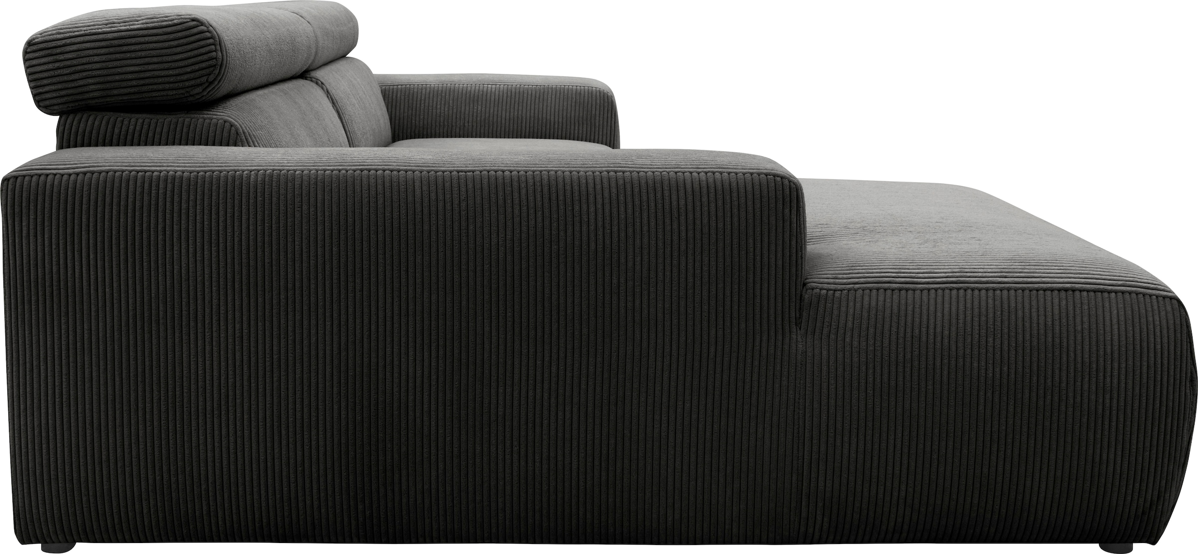 DOMO collection Ecksofa »Brandon B/T: 214/175 cm, belastbar bis 140kg/ Sitz, L-Form«, Cord, grau