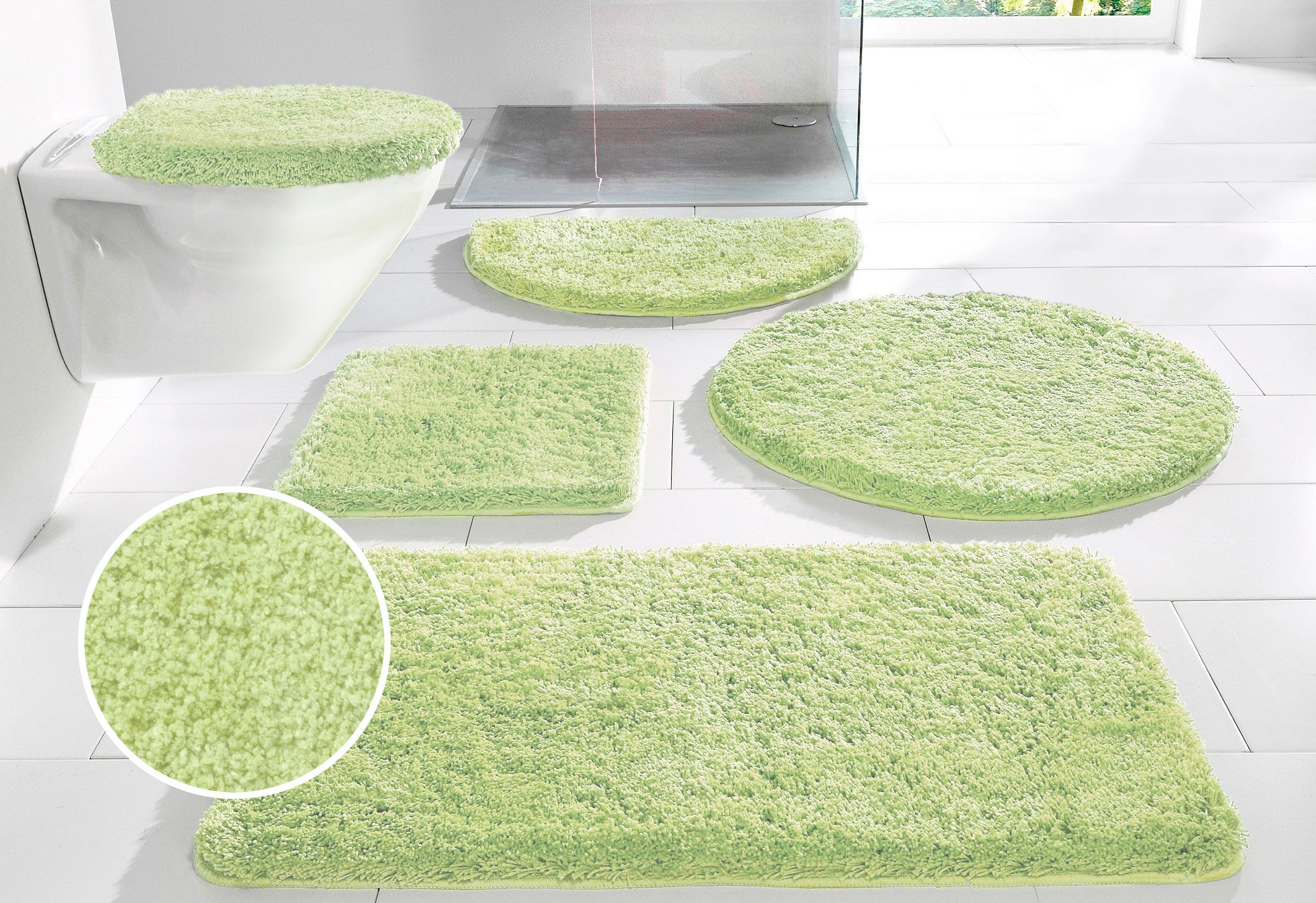 my home Badematte »Sanremo, Badvorleger, Badezimmer Teppich, sehr weich«, rutschhemmend beschichtet, fußbodenheizungsgeeignet-schnell trocknend, Badteppich, unifarben, rechteckig, rund & als 3-tlg. Set erhältlich