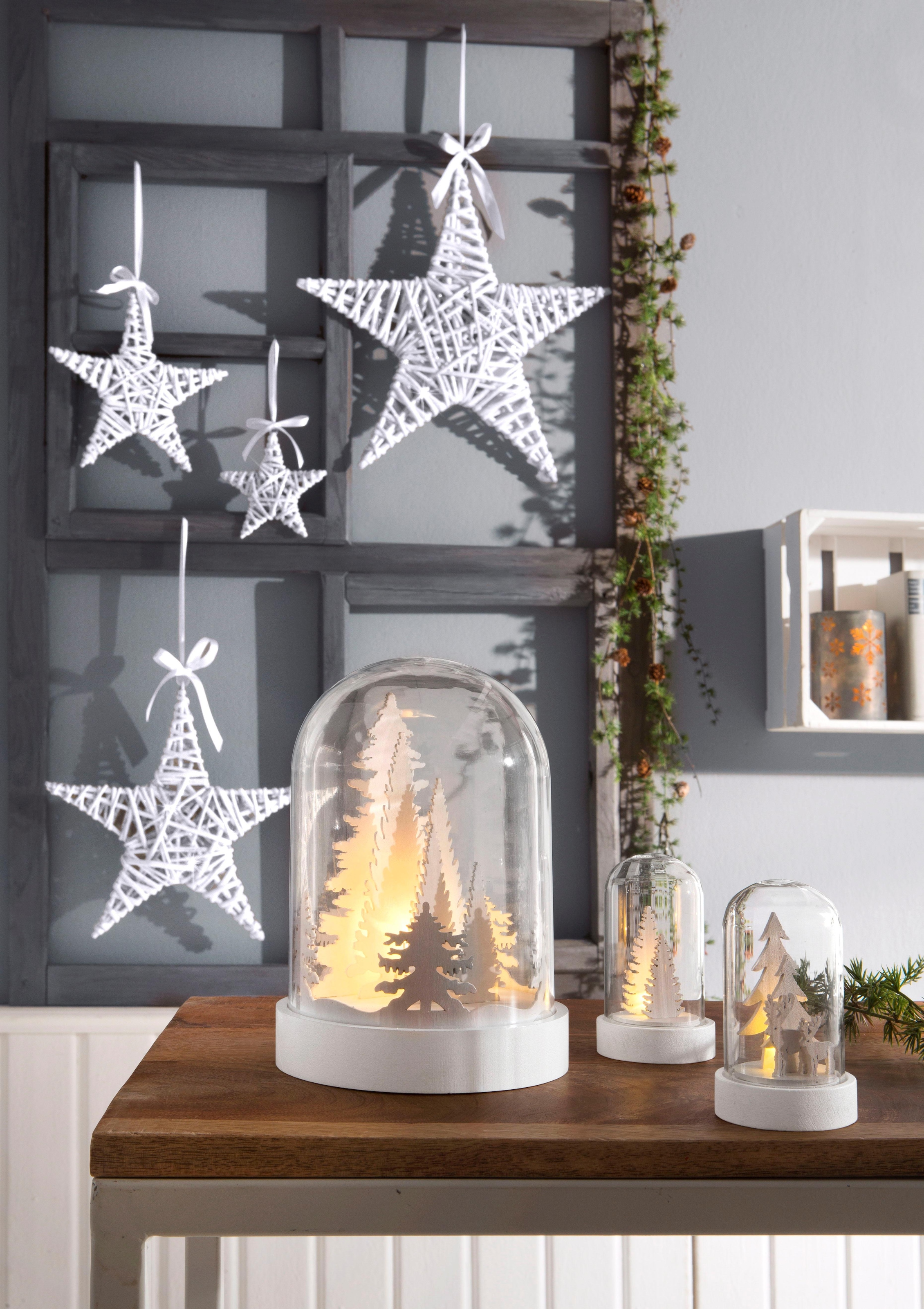 Creativ St.), (4 deco geglittert Weihnachtsdeko«, mit im Dekostern leicht Online silberfarben Shop OTTO Satinband, »Weihnachtsstern,