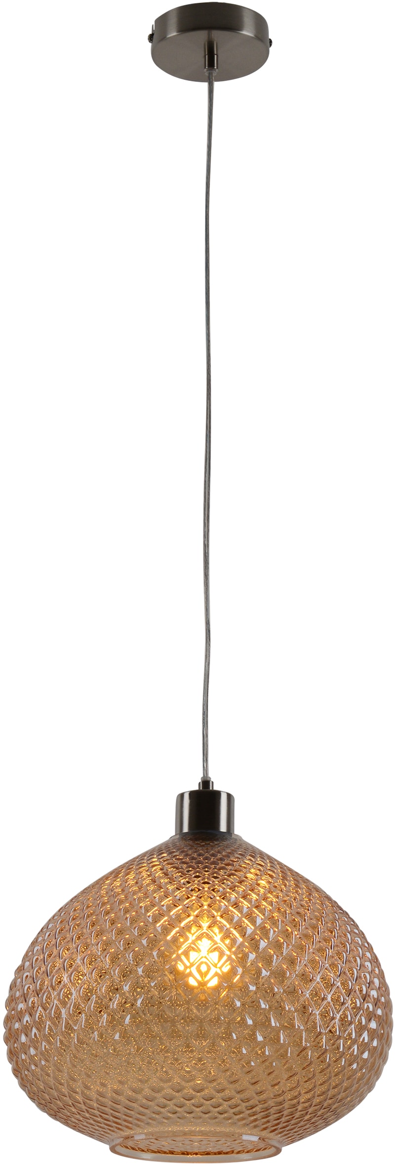 näve Pendelleuchte »Surrat«, 1 flammig, Leuchtmittel E27 | ohne Leuchtmittel-Leuchtmittel wechselbar, E27 max. 40W, Gesamthöhe: 130cm, Pendellänge: 90cm, Farbe:braun getönt