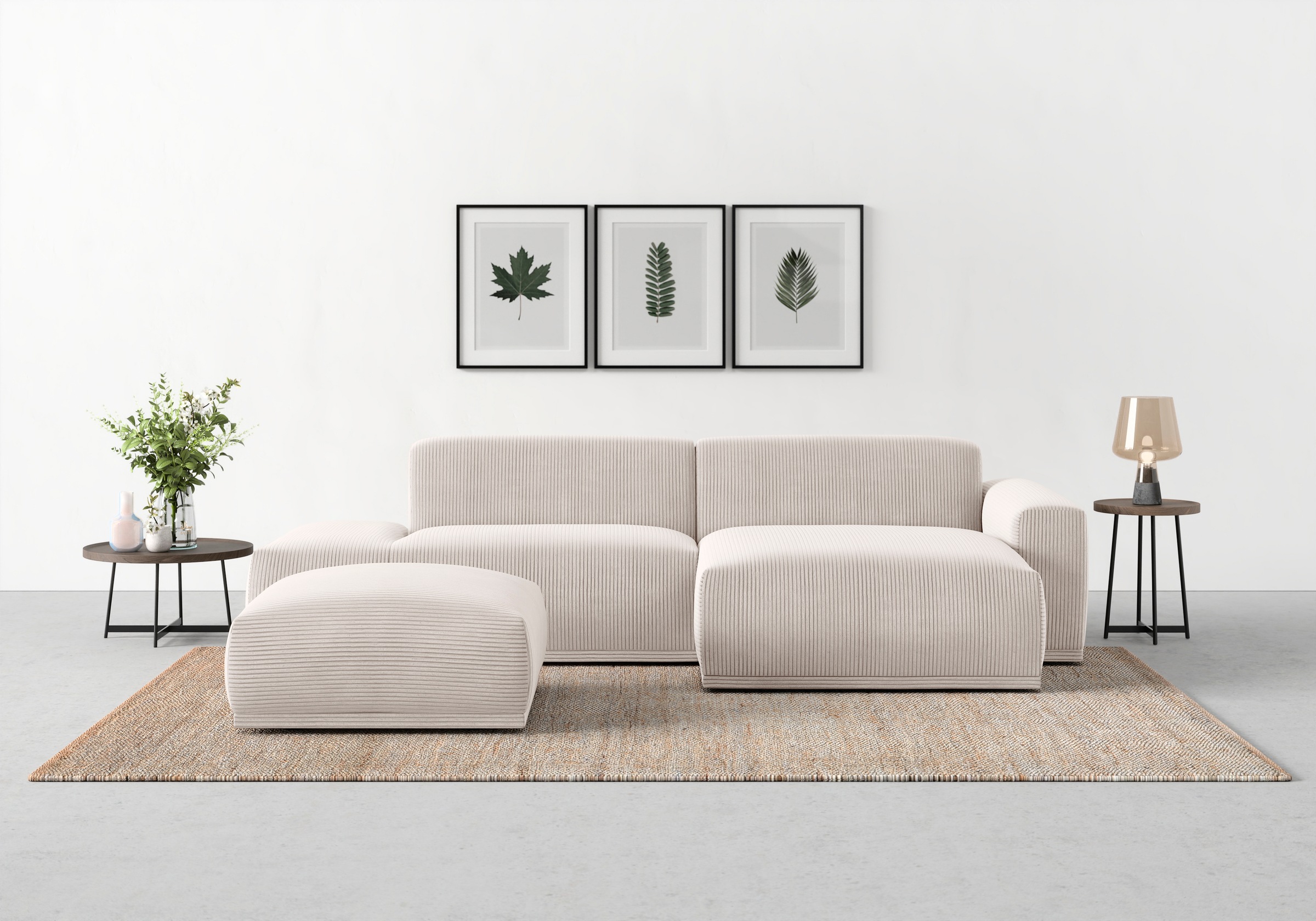 TRENDMANUFAKTUR Hocker »Braga, mit hochwertigem Kaltschaum, quadratisch, in Cord erhältlich«, (1 St.), moderner Polsterhocker, 85/42/85 cm (B/H/T)