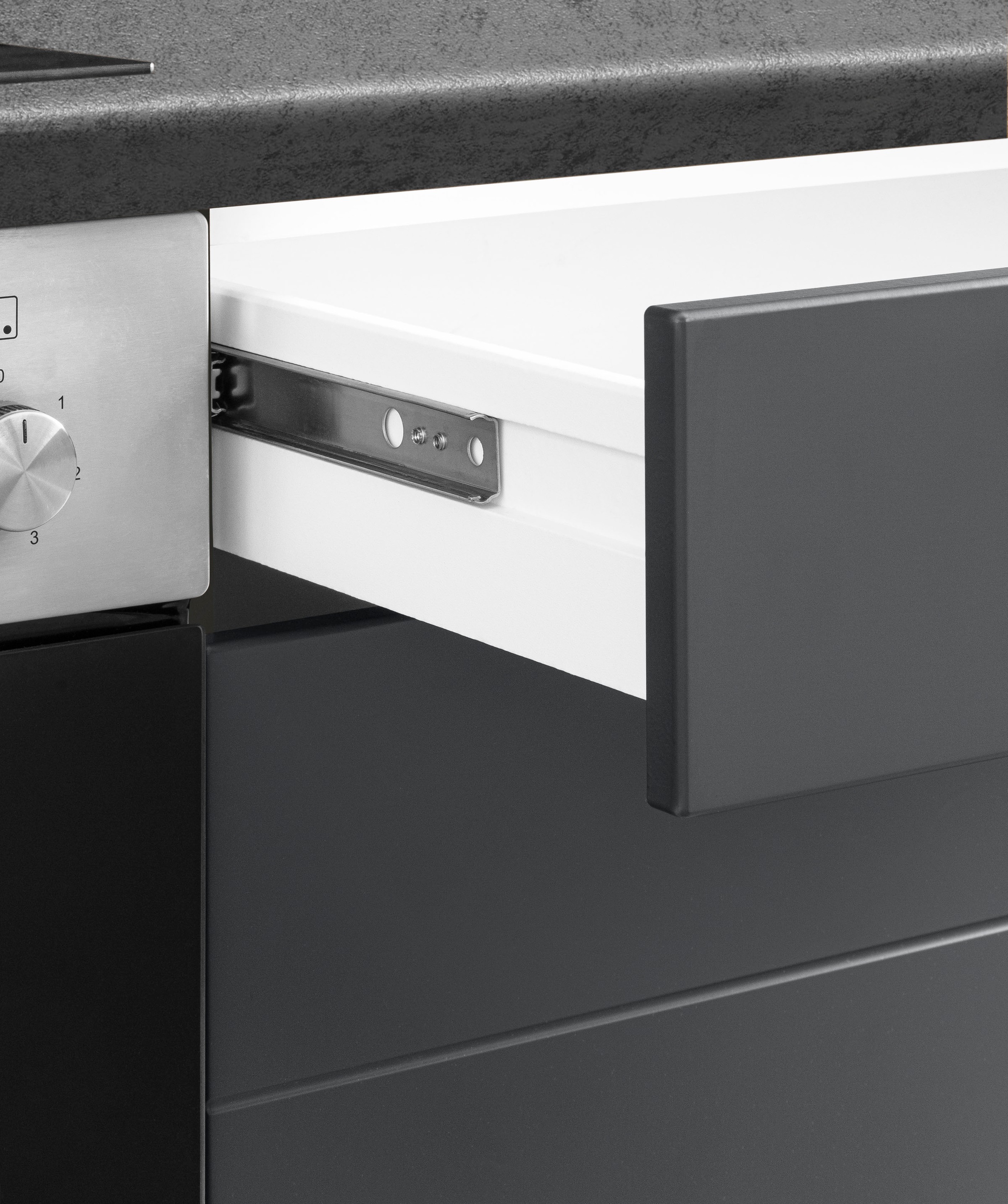 KOCHSTATION Küchenzeile »KS-Luhe« 330 cm breit, wahlweise mit oder ohne E-Geräten, gefräste MDF-Fronten