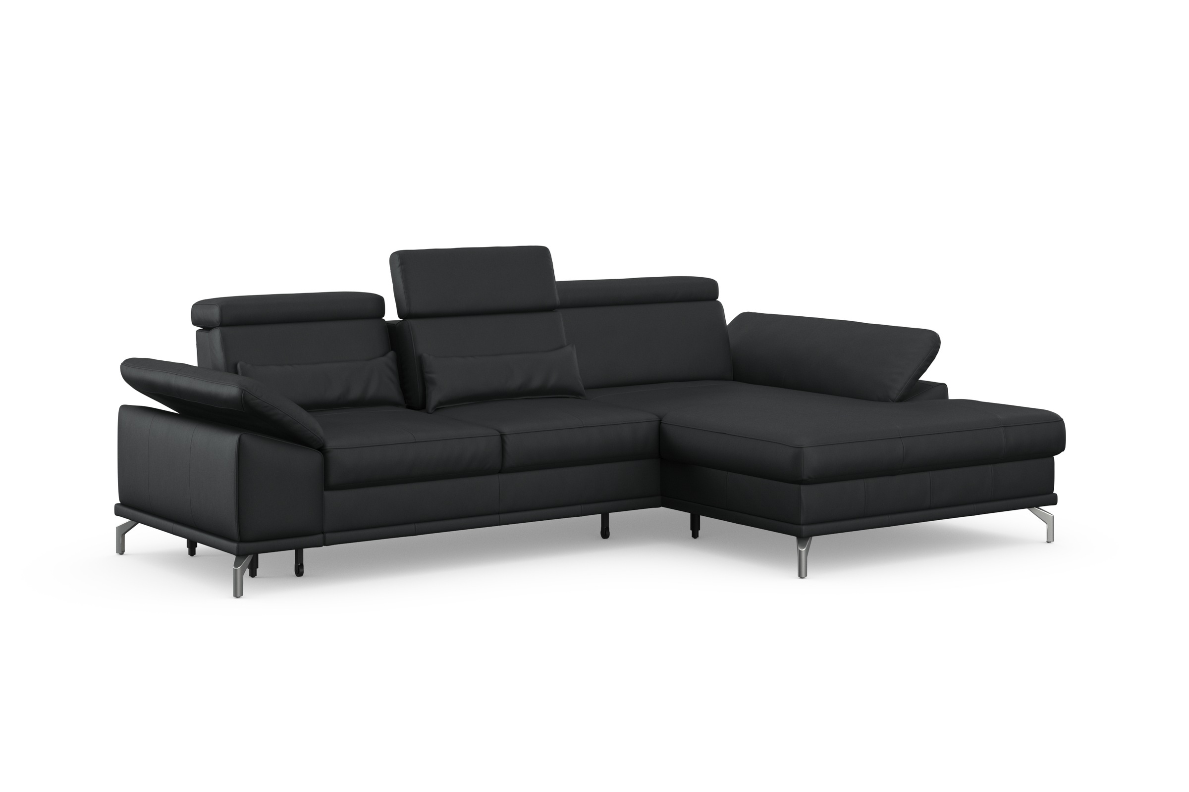 sit&more Ecksofa »Cabrio L-Form, mit Sitztiefenverstellung, Arm- und Kopfteilverstellung«, 2 Nierenkissen, Federkern, optional Bettfunktion und Stauraum