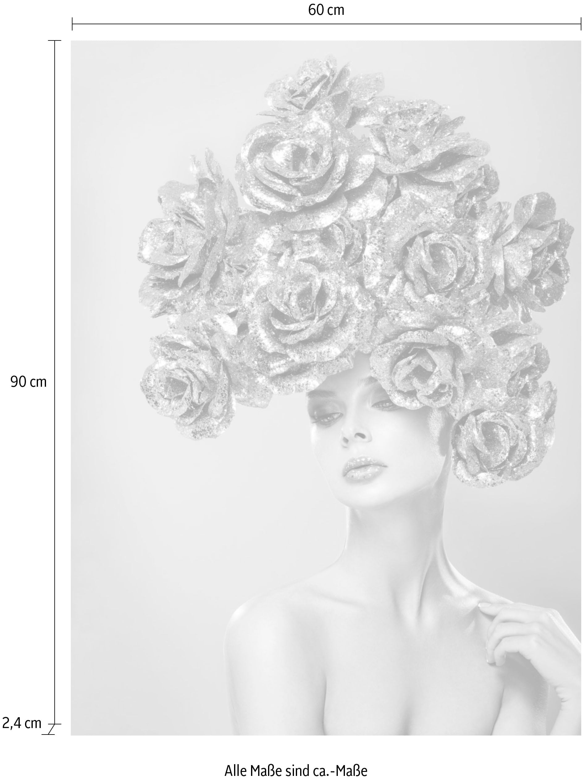 queence Acrylglasbild »Frau mit Blumenhut« Bilder von Frauen | Blumen | Fashion | Frau | Kunst Fine Art-Print in Galeriequalität