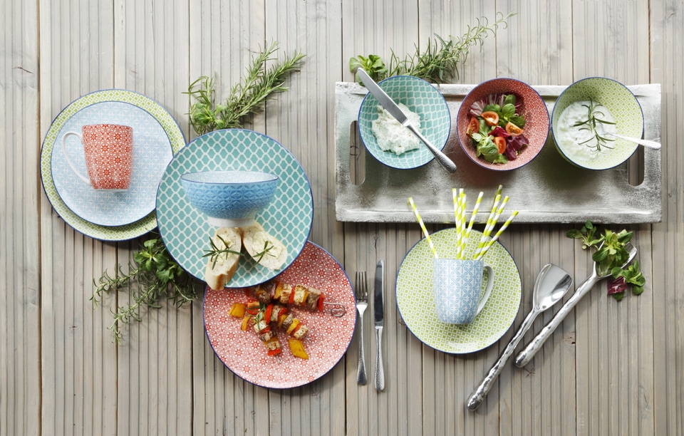 CreaTable Kombiservice »Mediterran«, (Set, 16 tlg., Kaffeeservice und  Tafelservice im Set, für 4 Personen), Service, Spülmaschinengeeignet im  OTTO Online Shop