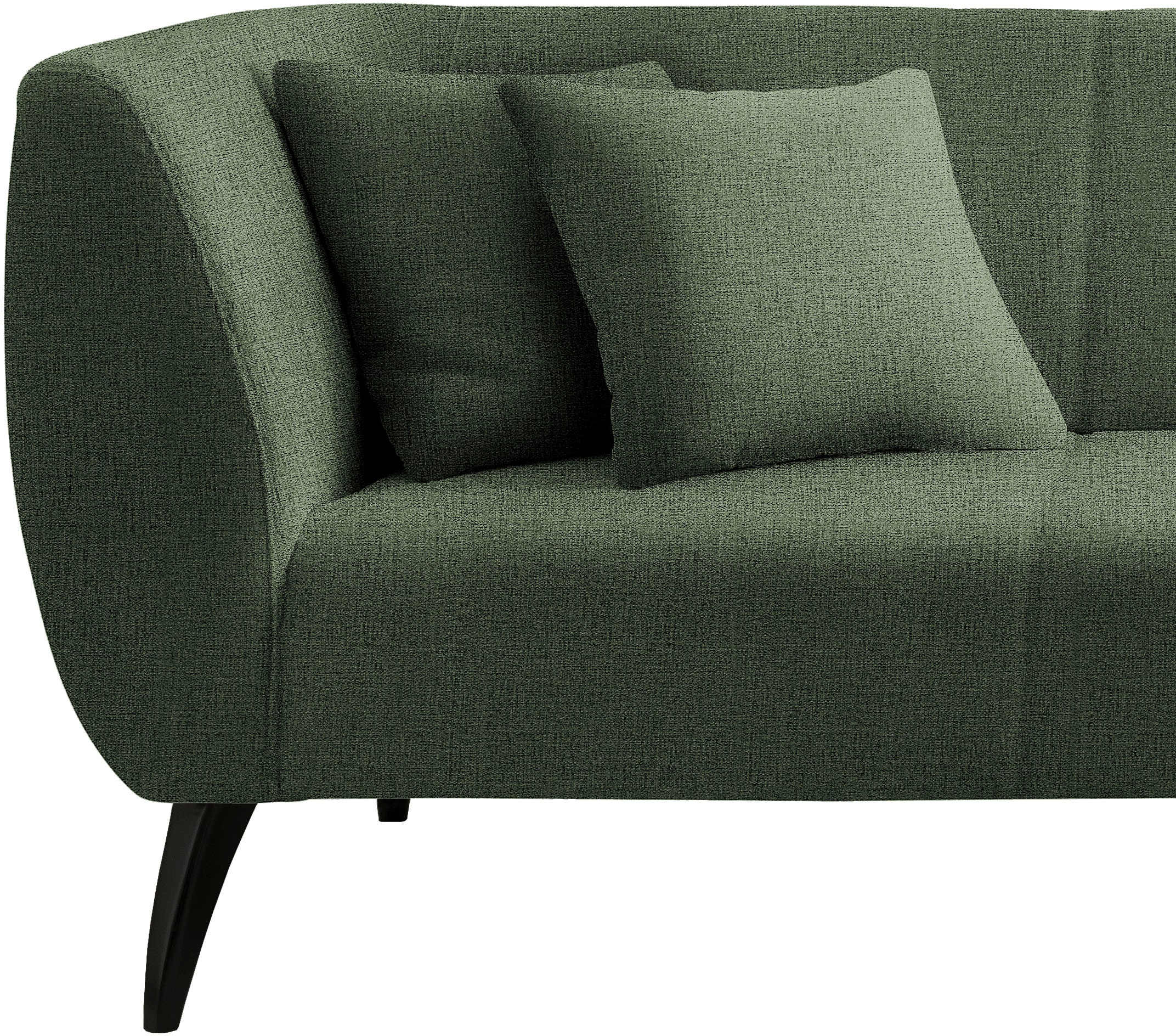 INOSIGN Ecksofa »Colori L-Form«, Holzfußfarbe wählbar, inkl. 4x Zierkissen, verschiedene Stoffe