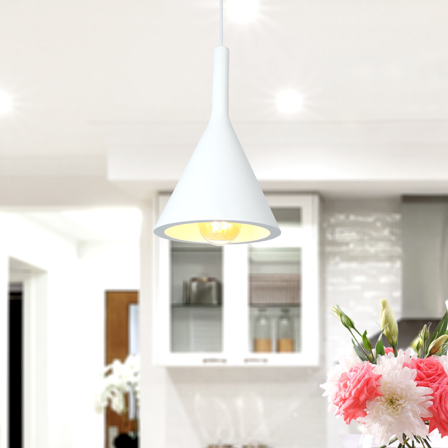 Paco Home Pendelleuchte »CLOUCH«, 1 flammig, Leuchtmittel E27 | ohne Leuchtmittel, LED, E27, Lampe Für Wohnzimmer Esszimmer Küche, Höhenverstellbar