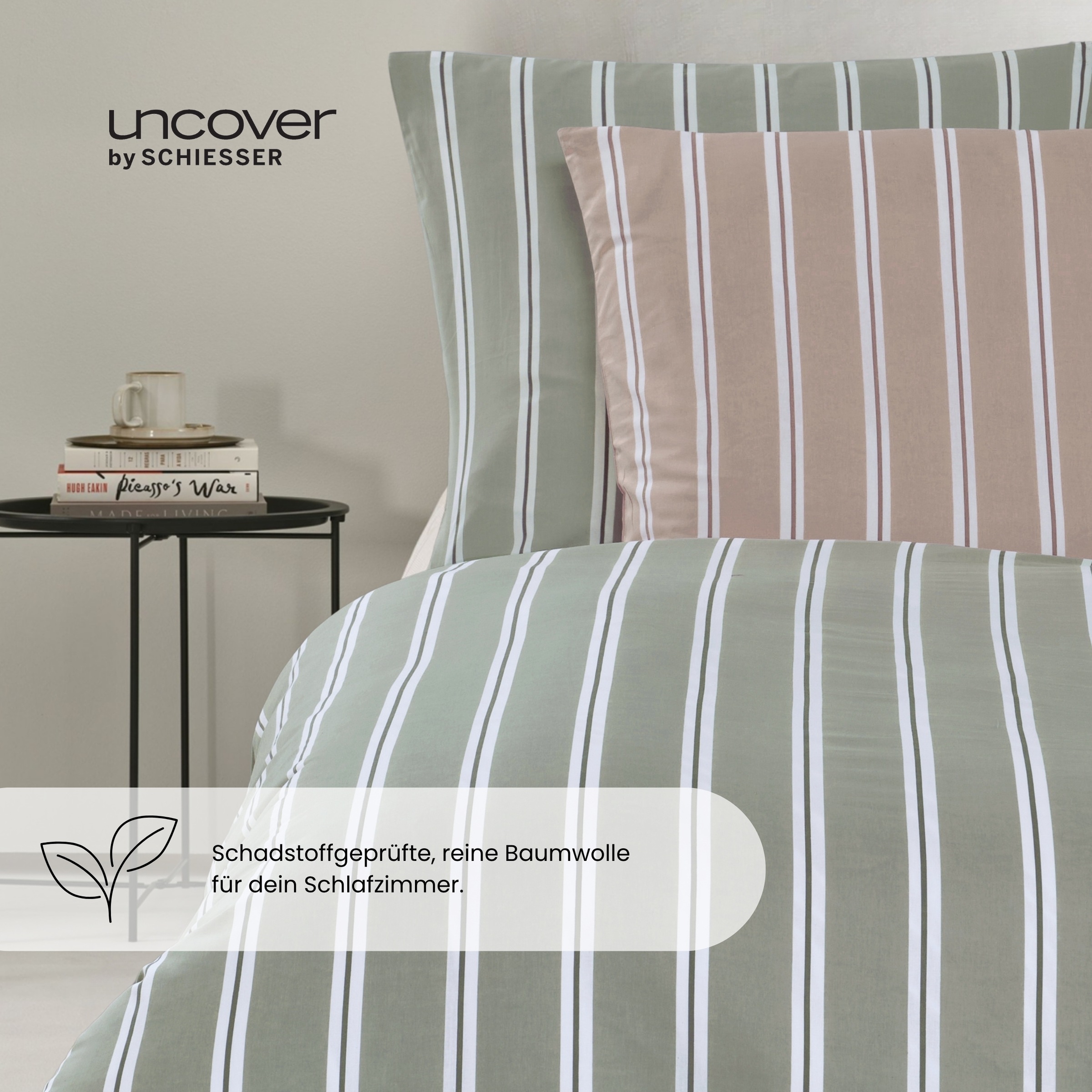 uncover by SCHIESSER Bettwäsche »Colorado mit Streifen in angesagten Farben, 135x200cm + 80x80cm« 2 Stk. tlg. Made in Green